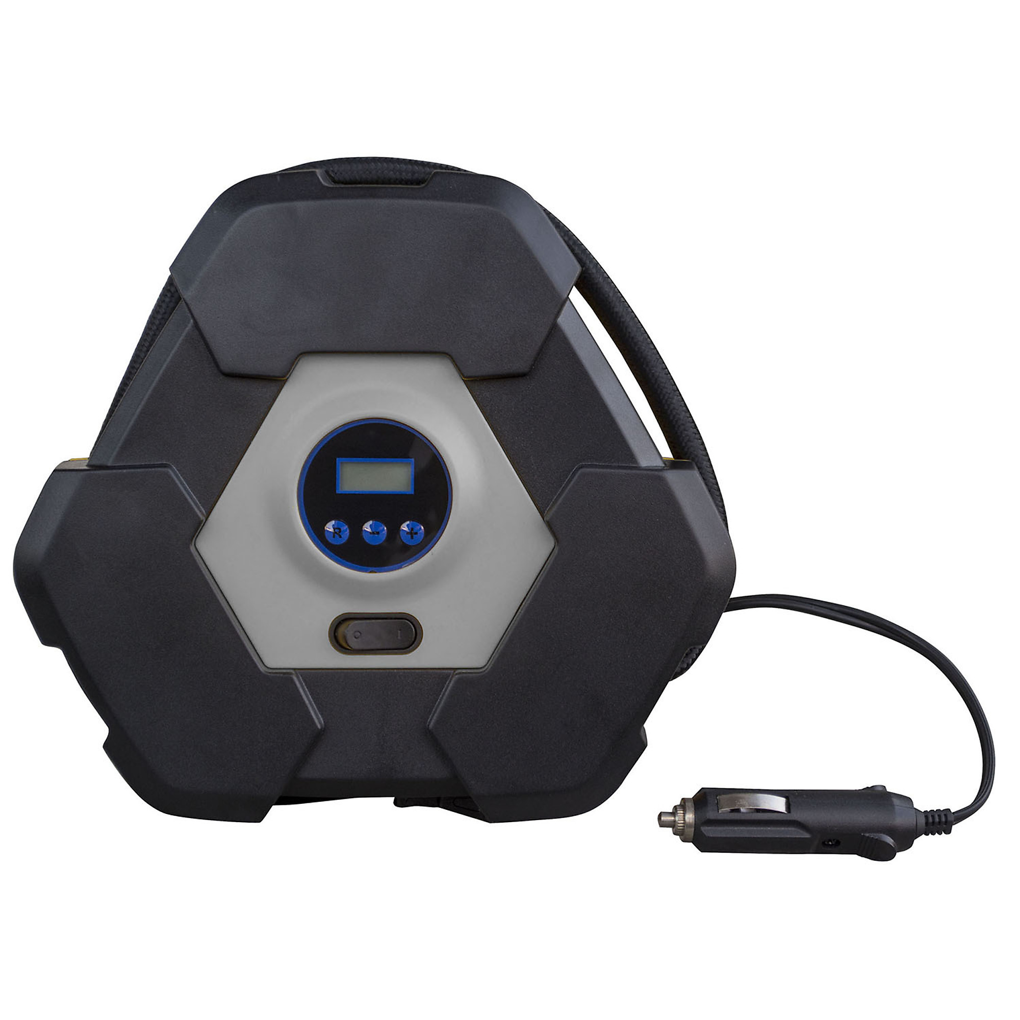 Bombas infladoras digitales portátiles para automóviles Black Bull de 12V, con capacidad máxima de 150 PSI. Conectadas directamente a la energía eléctrica. Modelo ADTIP.