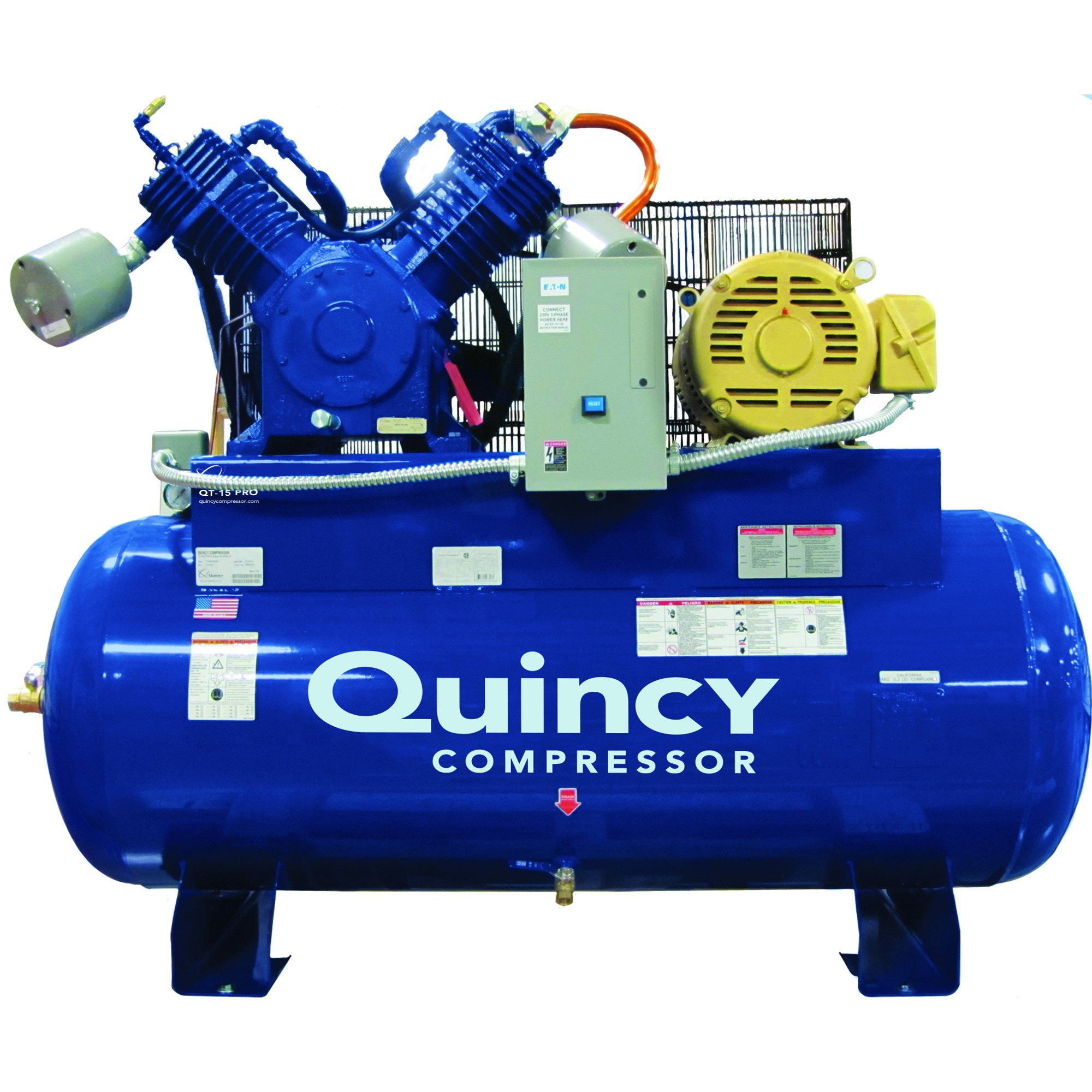Compresor de aire Quincy QT-2 de 15hp, 120 Galones, 2 Etapas, 230V 3ph H PRO. Modelo# 4153DS12HCA23.