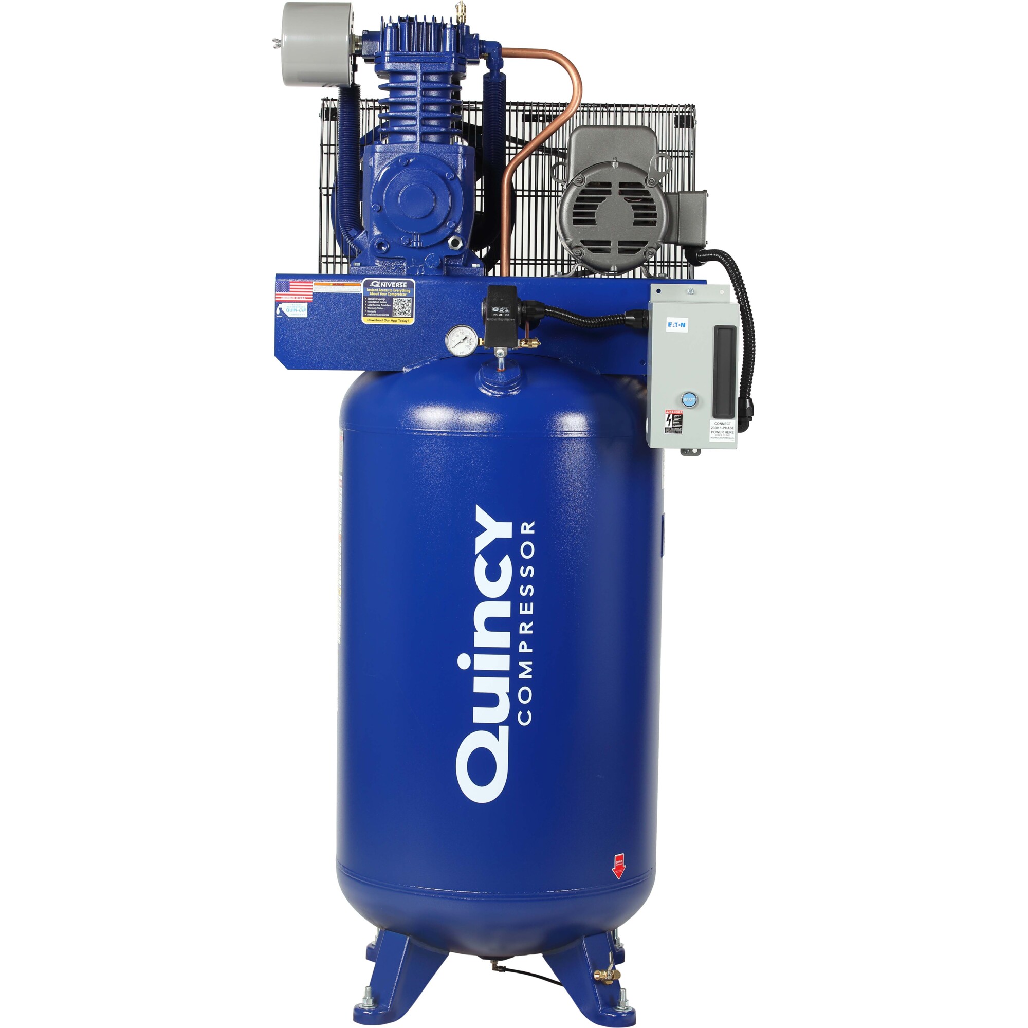 Compresor de Aire Quincy, QT-1 5hp 80G 2 Etapas 230V 3ph V PRO, 5 HP, Tanque de Aire 80 Gal, Modelo# 453DS80VCB23
