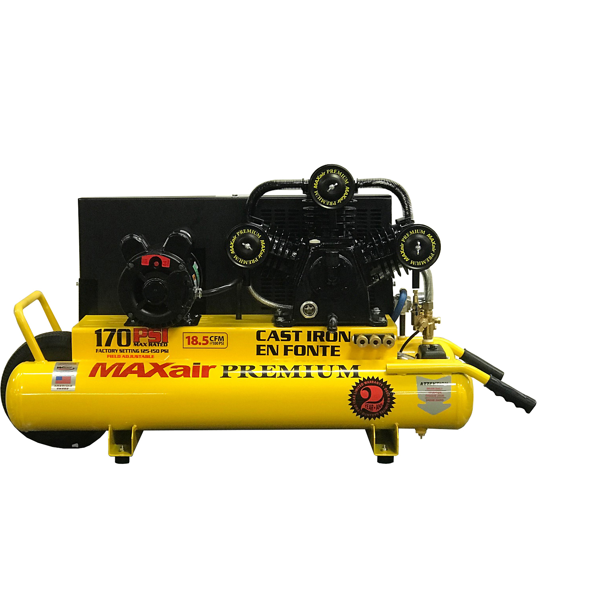 Compresor eléctrico de 18.5 CFM MAXair para carretilla, 5 HP, tanque de aire de 10 galones, 220 volts Modelo TT518E-MAP.