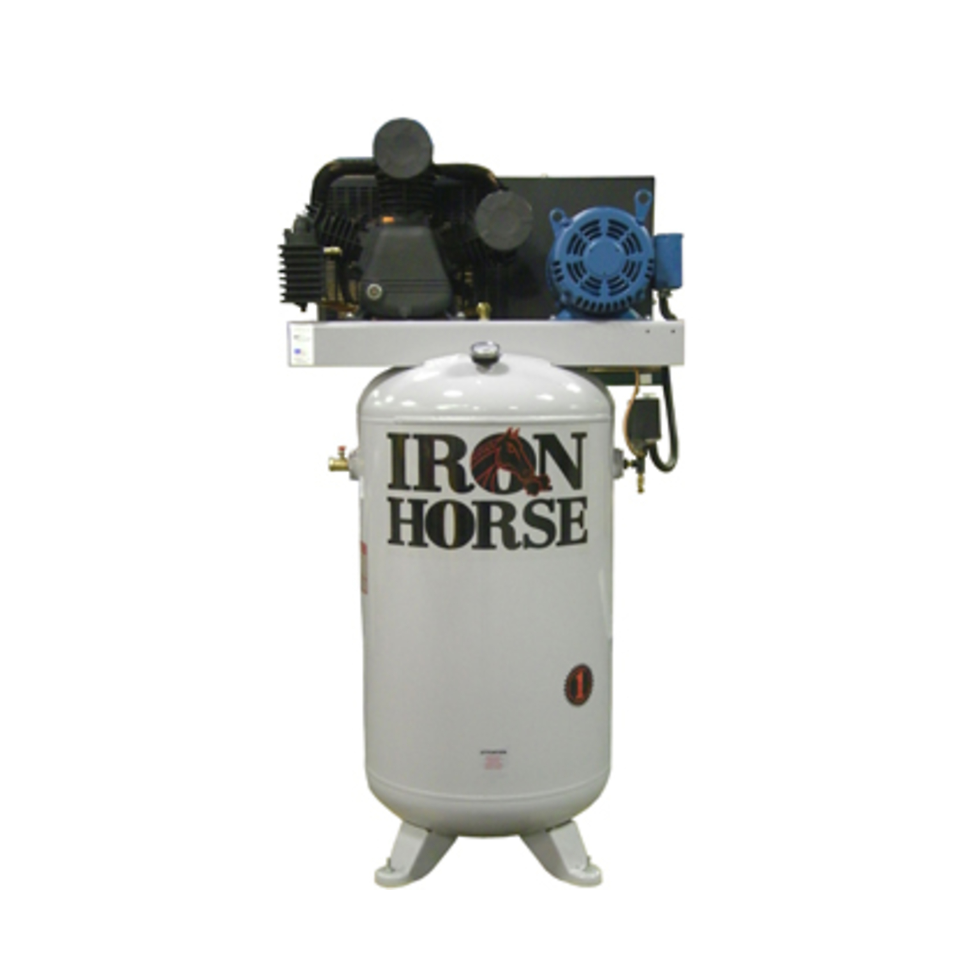 Compresor de aire estacionario Iron Horse de 2 etapas con arrancador magnético, 7.5 HP, tanque de aire de 80 galones, Modelo IHD7580V2-CS.