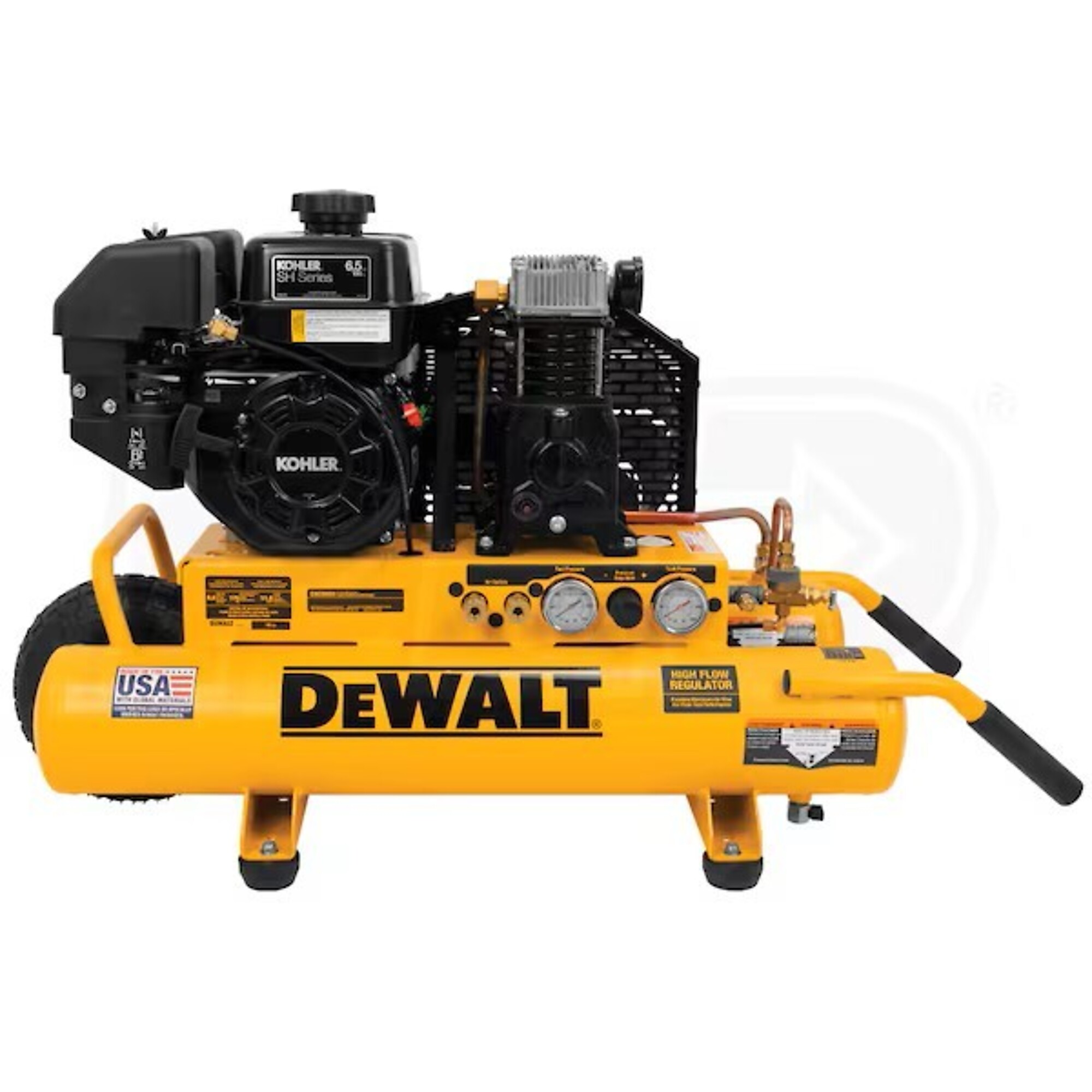 Compresor DEWALT Wheelbarrow con motor Kohler de 6.5HP y tanque de 8 galones, modelo DXCMTE6590811