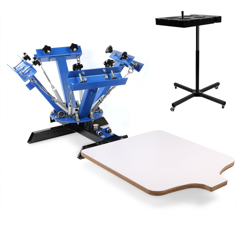 VEVOR 4 Color 1 Station Silk Screen Printing Press Printer With Adjustable Stand Flash Dryer - 401SYJ+18X18DXHGJV1