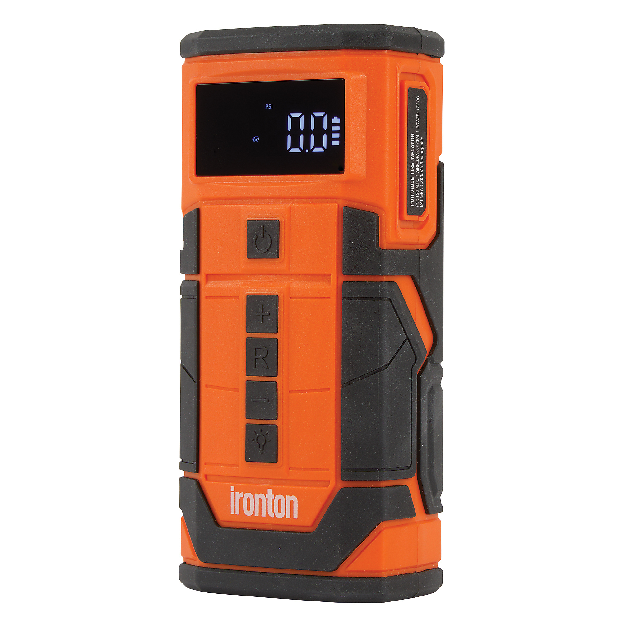 Compresor de aire portátil digital recargable por USB Ironton de 120V, 0.3 HP, 0.7 CFM, tanque de 3 galones.