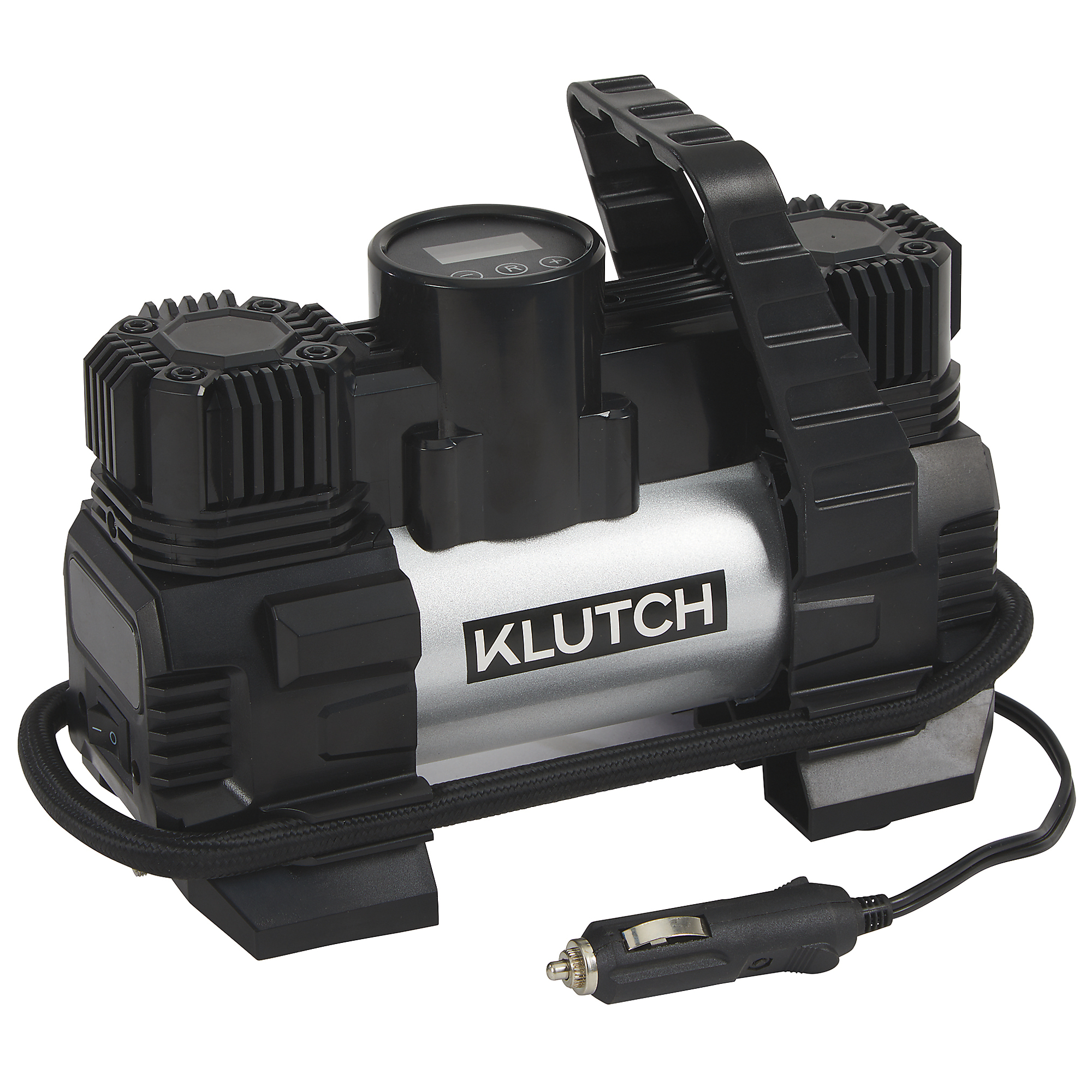 Compresor de aire portátil Klutch 120V DC/120V AC, digital, para inflar llantas, 1.59 CFM, 2 HP, tanque de 20 galones.