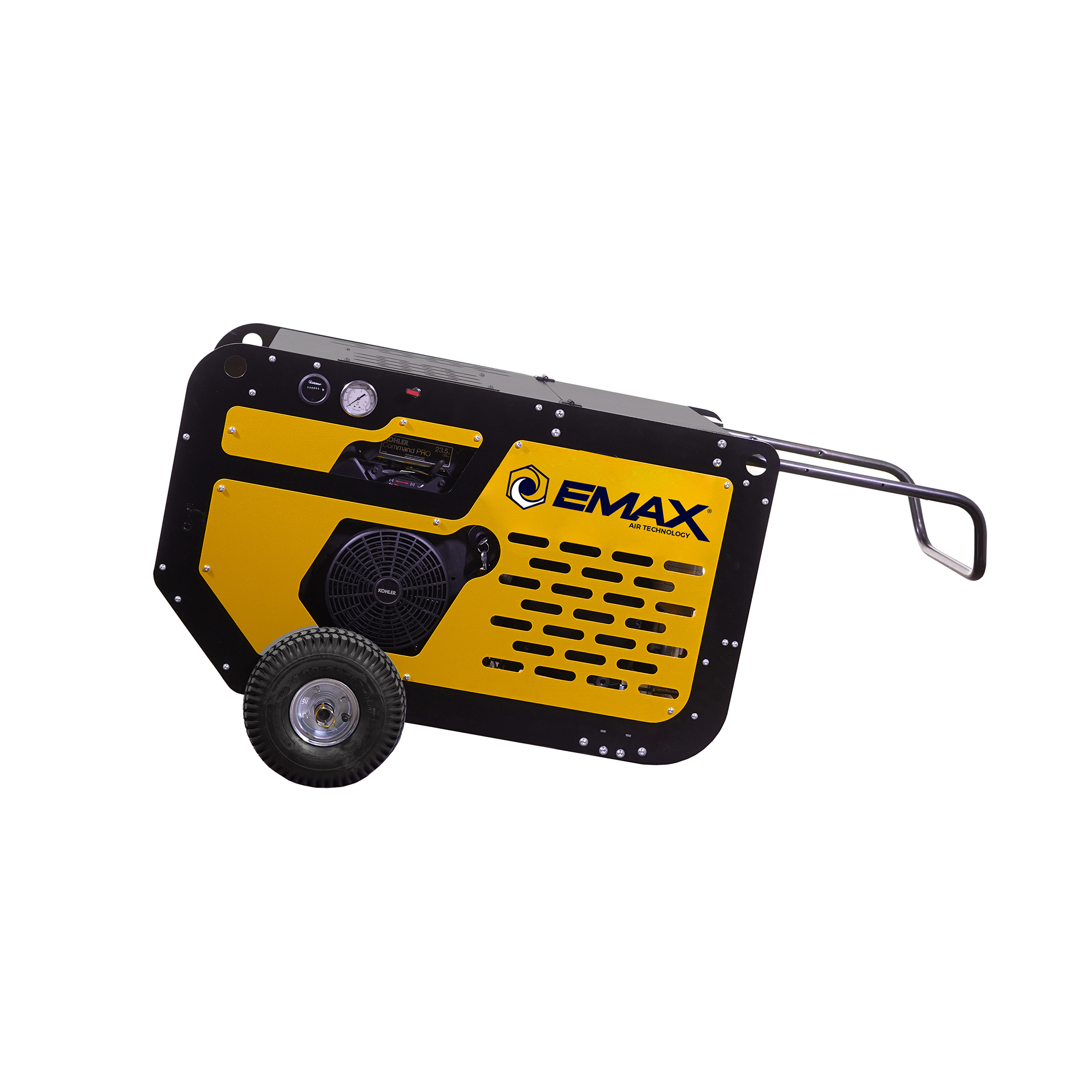 Compresor de aire EMAX Portable Rotary Screw, 24HP, motor de gasolina Kohler, 70CFM, Modelo EGS070PT.