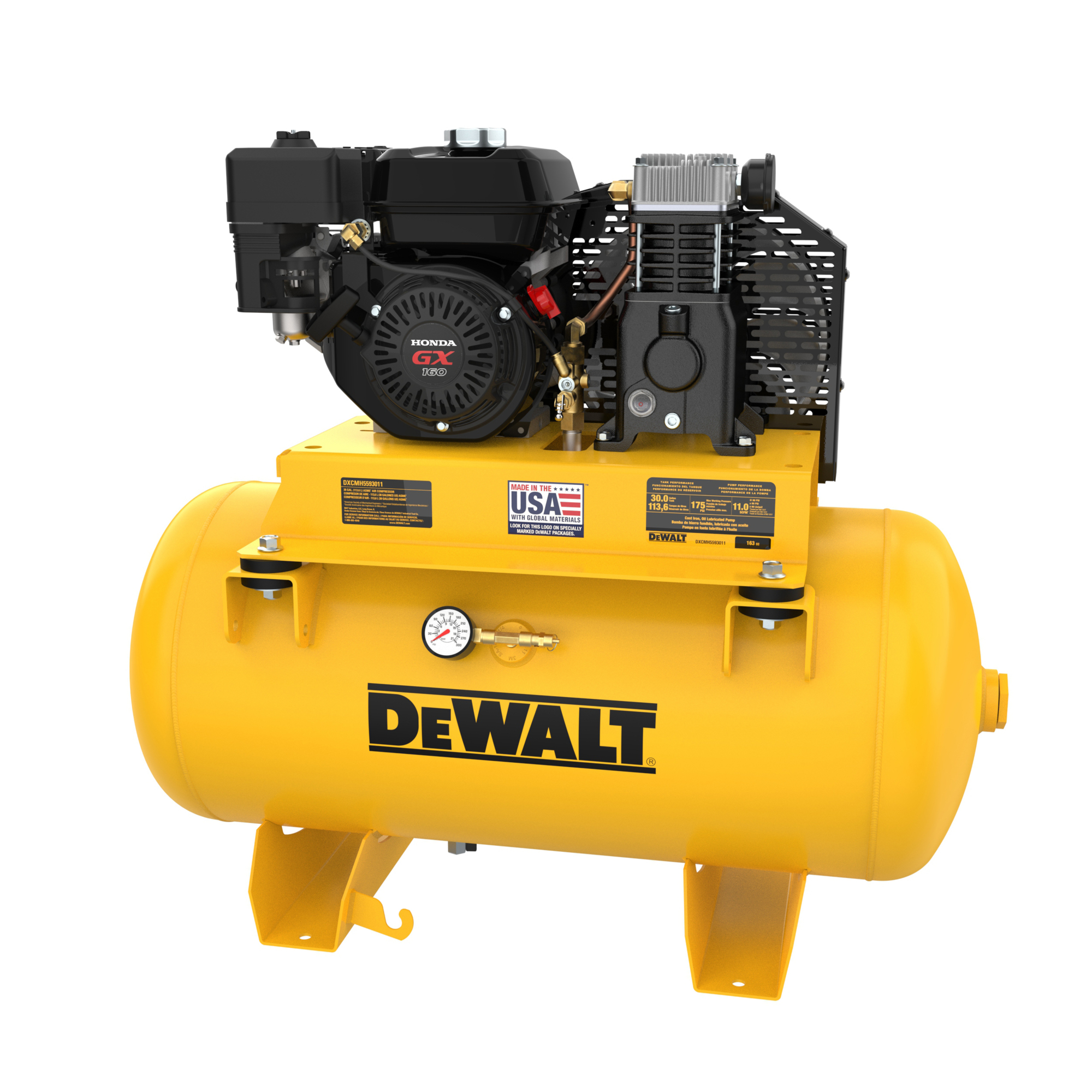 Compresor de Aire DeWalt Honda Power 30gal para Camioneta. Tanque de Aire de 30 Galones, Modelo DXCMH5593011.