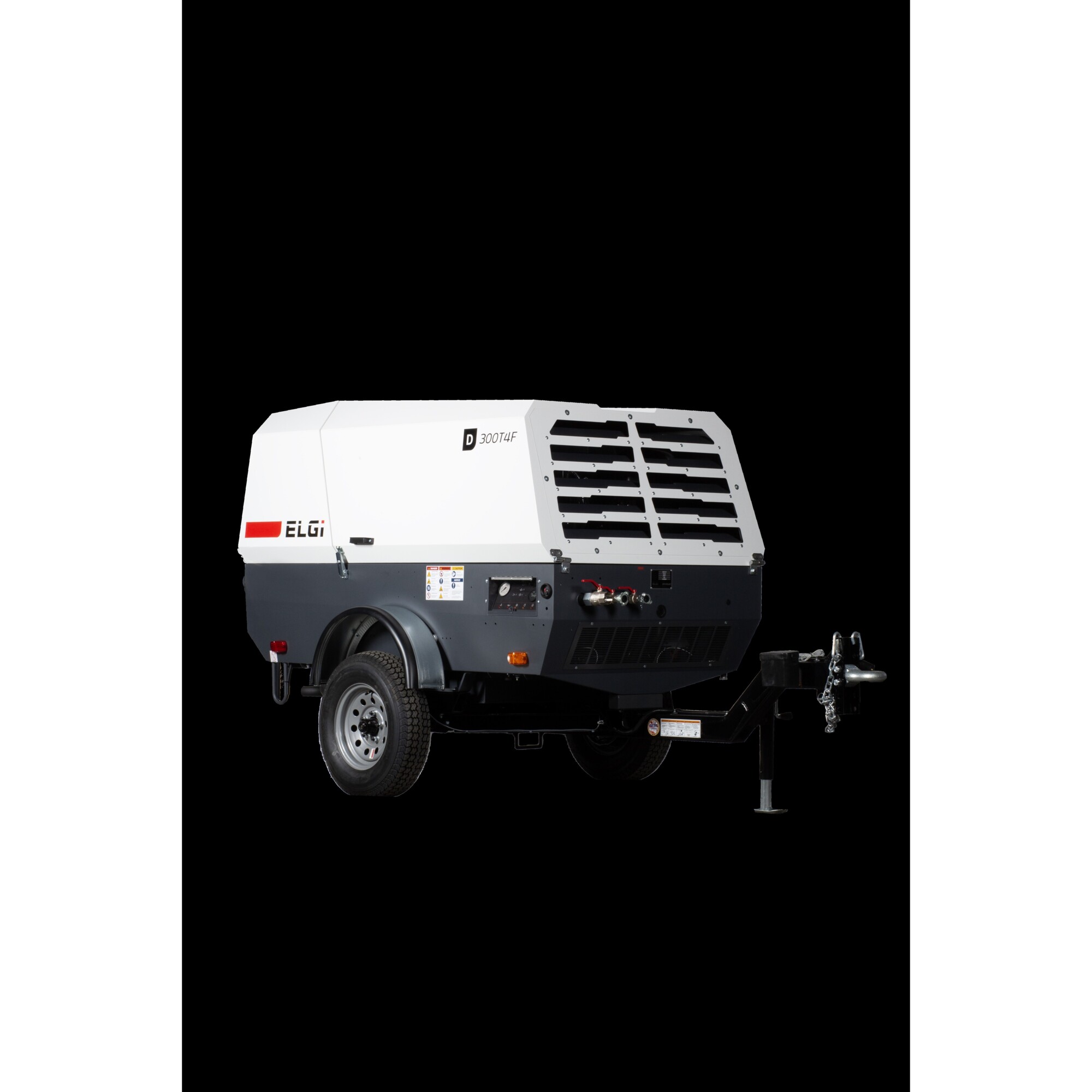 Compresor de Aire ELGi Montado en Remolque, Potencia de 73.6 HP, Modelo D300T4F-P