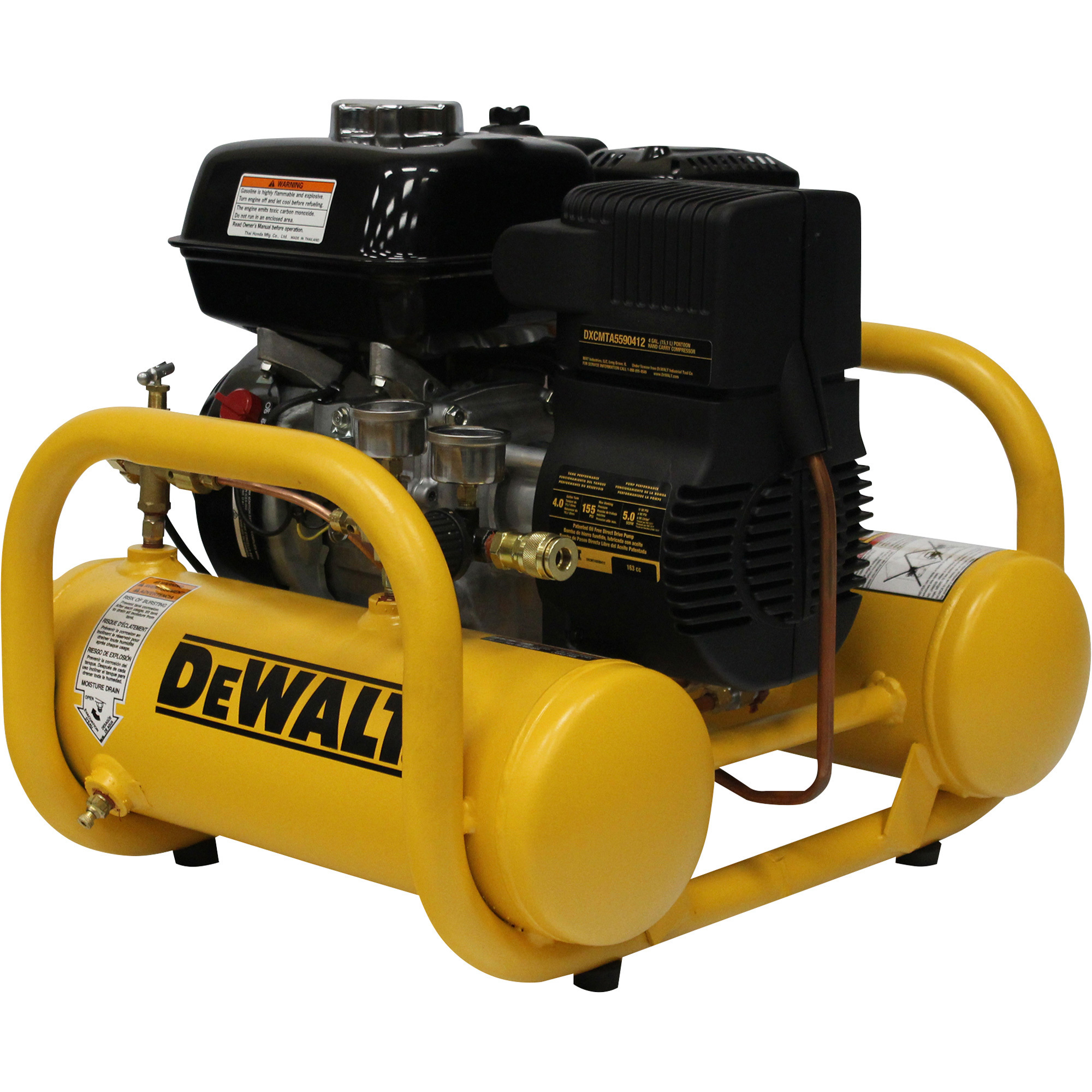 Compresor DEWALT PONTOON A/C 4Gal con potencia GX160 de 4.8 HP - Modelo DXCMTA5590412.