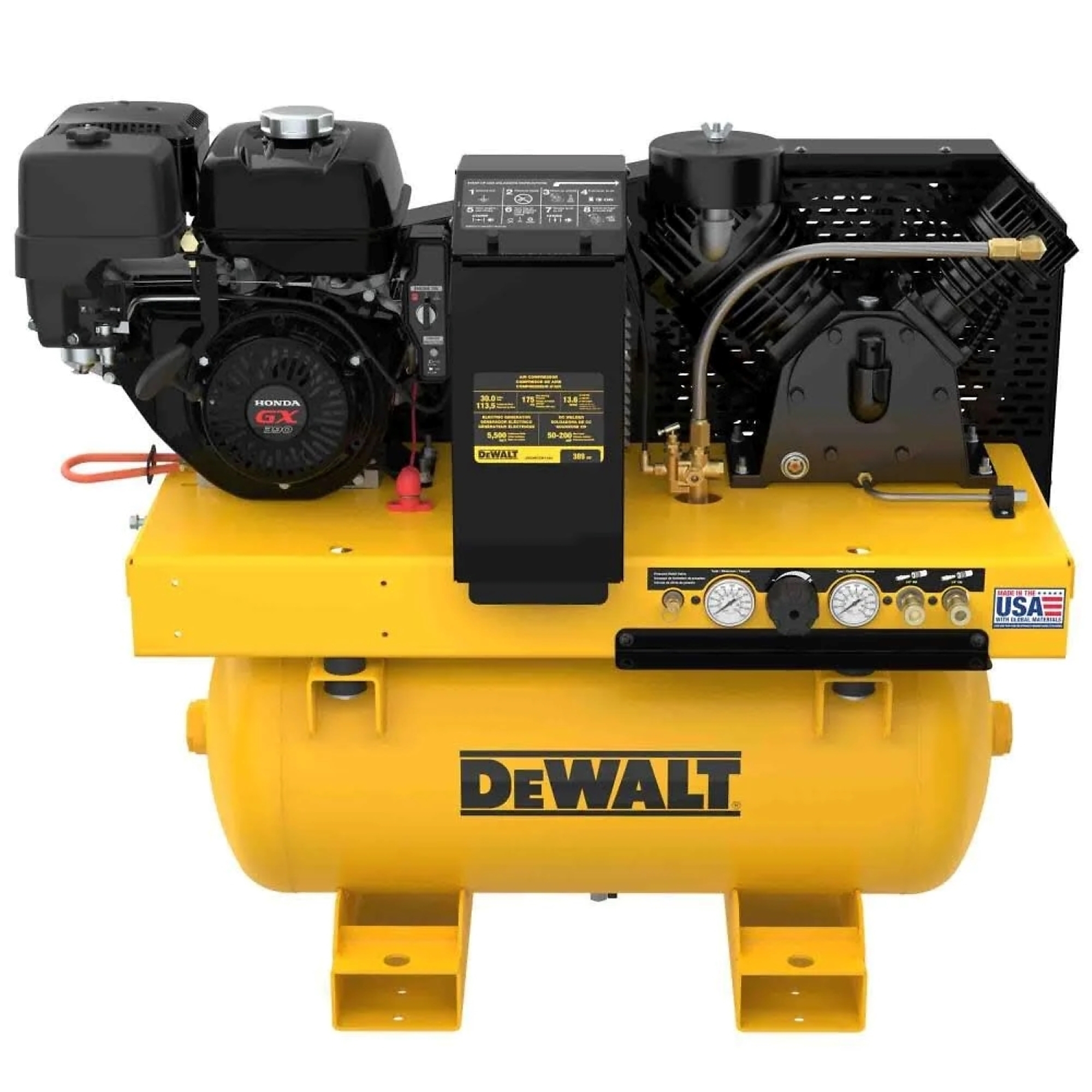Compresor de aire soldador generador DEWALT 30 galones 12hp, 8 HP, 30 galones, Modelo DXCMCGW1330.