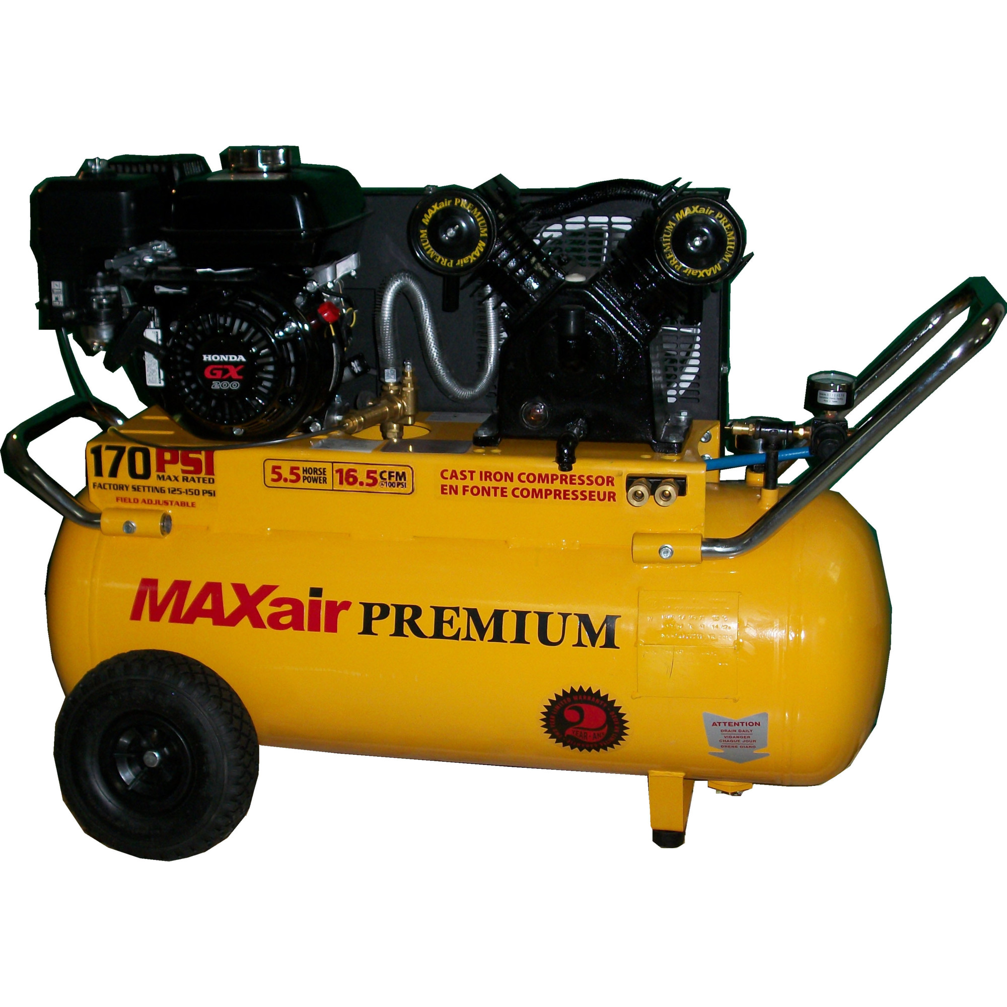 Compresor de aire Premium MAXair de 25 Galones, 16.5 CFM, 6.5 HP - Modelo P65G25H1 + Envío Gratis