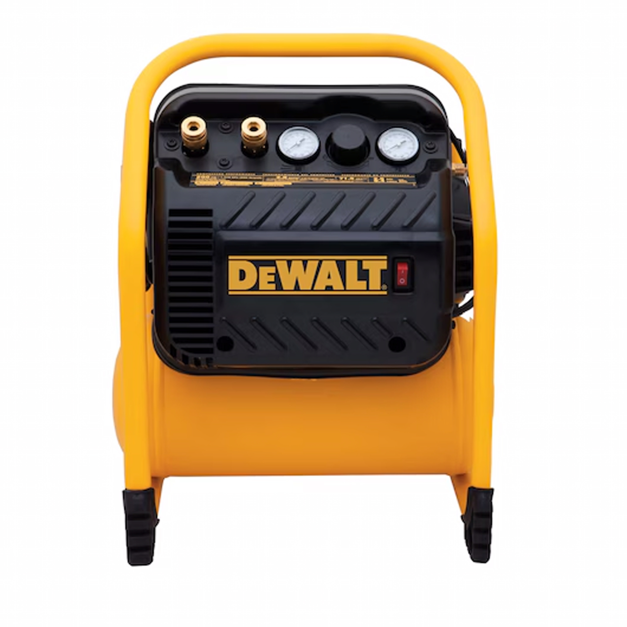 Compresor de aire eléctrico DEWALT de 2.5 galones y 1.1 HP, Modelo DWFP55130, ideal para trabajos de bricolaje y pequeñas reparaciones.
