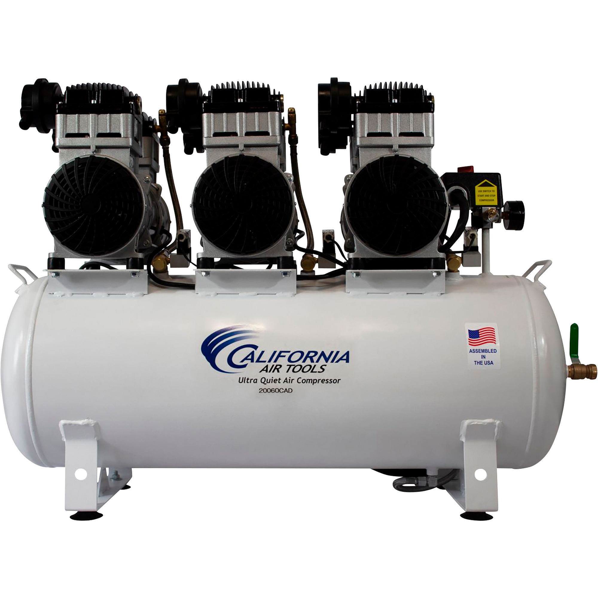 Compresor de aire California Air Tools 20060CAD Ultra-Silencioso sin Aceite, 6 HP, 20 Galones, 125 PSI Máximo.