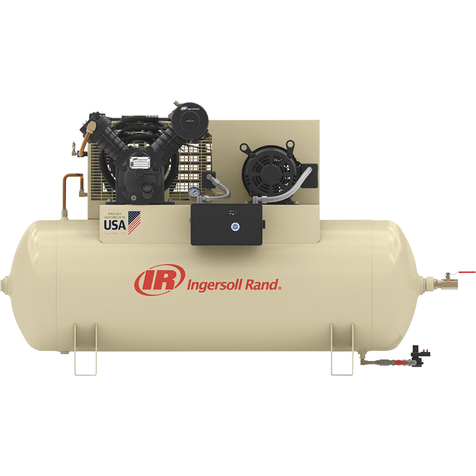 Compresor de Aire Estacionario Ingersoll Rand, 10 HP, 460 Voltios, 3 Fases, 35.8 CFM a 90 PSI, 120 Galones Horizontal, Value Plus, Modelo# 2545E10-VP