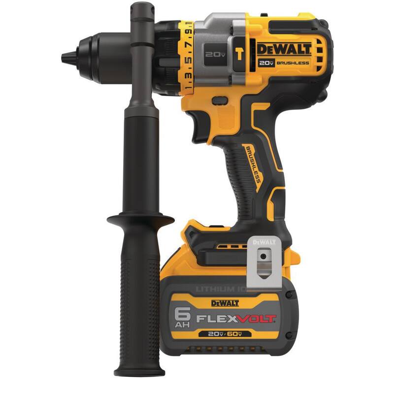 Taladro/destornillador inalámbrico sin escobillas DEWALT 20V MAX de 1/2 pulgadas con martillo, con ventaja FLEXVOLT y (1) batería FLEXVOLT 6.0Ah - DCD999T1