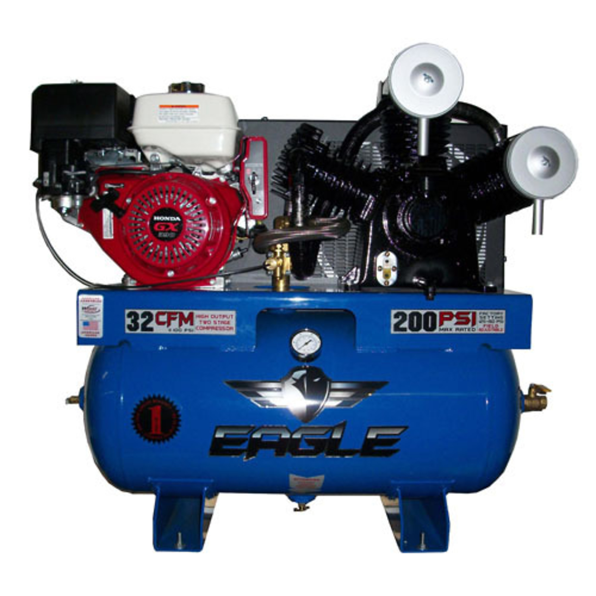Compresor para montaje en camión EAGLE de 30 galones, con 13 HP de potencia y tanque de aire de 30 galones, modelo 13G30TRKE.