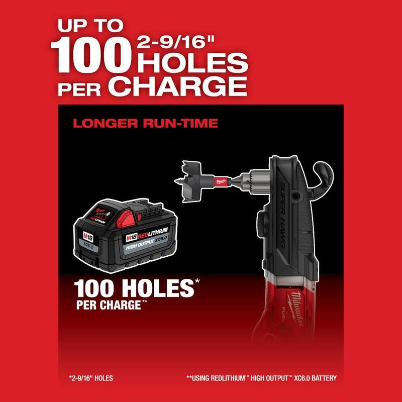 Milwaukee M18 FUEL 18V Lithium-Ion Brushless Cordless GEN 2 SUPER HAWG 1/2 in. Taladro de ángulo recto (solo la herramienta) - 2809-20