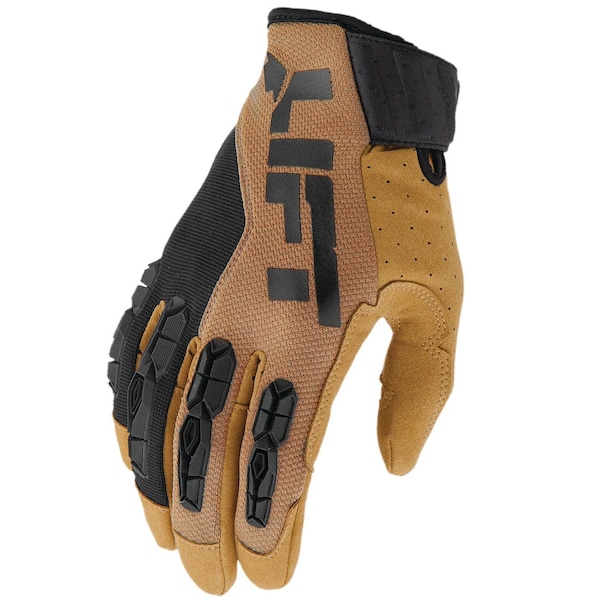Guante de seguridad Lift Safety GRUNT de piel sintética color café con protectores de TPR - GGT-17BRBRL