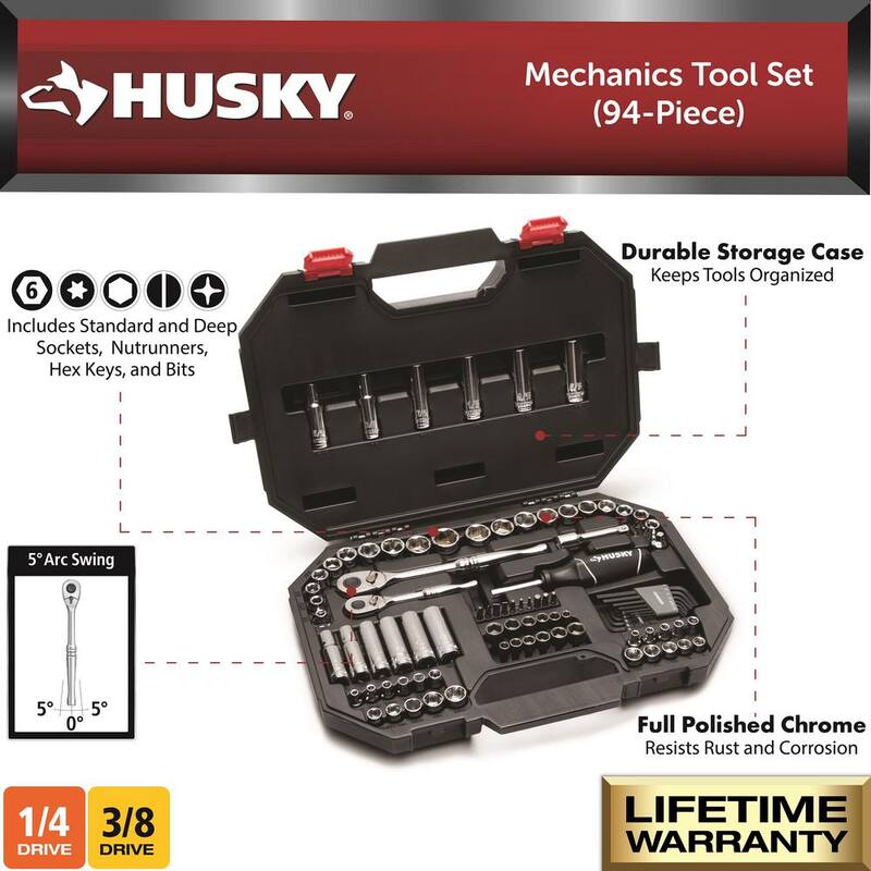 Set de herramientas mecánicas Husky (94 piezas) - H94MTS
