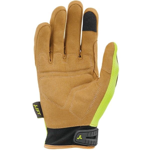 Guante de seguridad Lift Safety OPTION HiViz de cuero sintético con malla de aire - GON-17HVBR1L