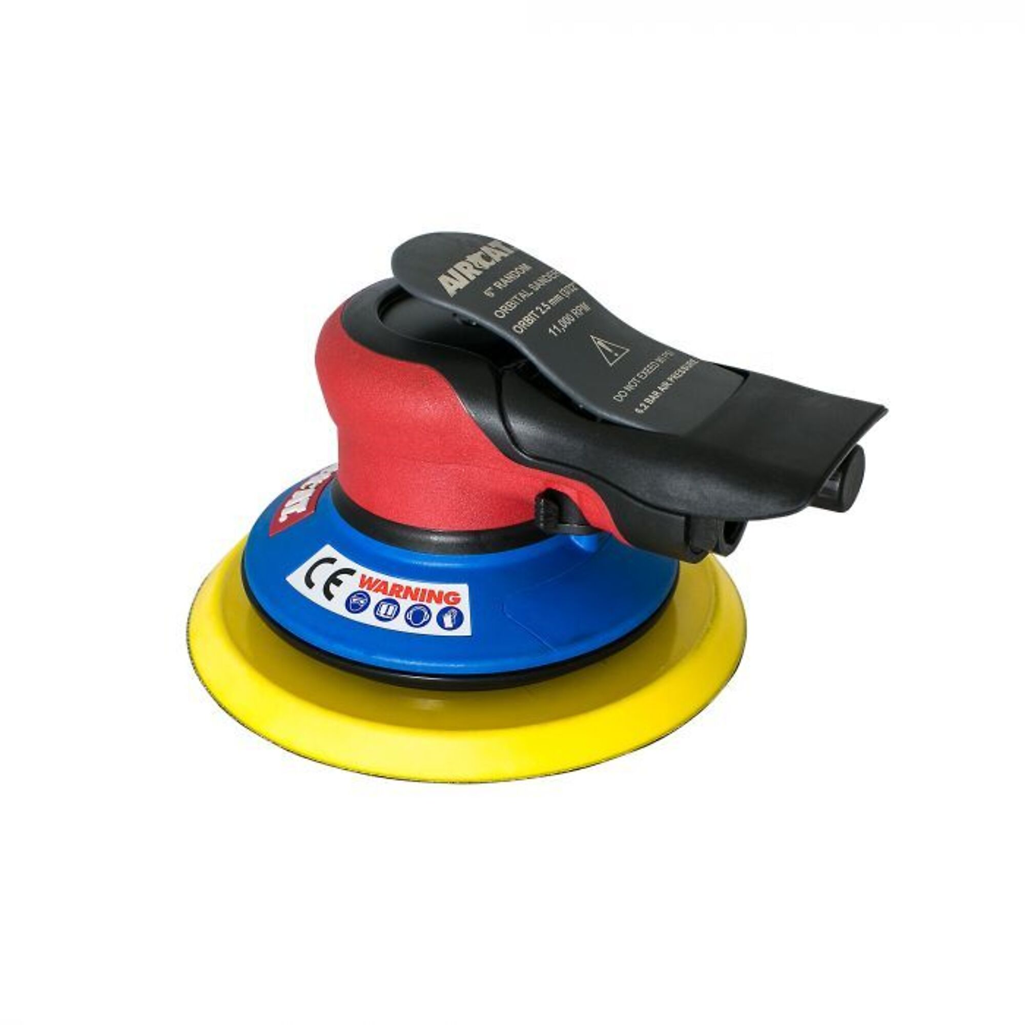 Lijadora orbital AirCat NON VAC PALM SANDER, Velocidad máxima 11000 OPM, Diámetro del pad 6 pulgadas, Tamaño de entrada de aire 1/4 de pulgada, Modelo# 6700-6-332.