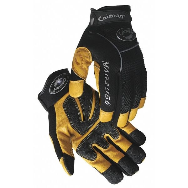 Guantes Mecánicos Caimán, M, Negro/Oro, Malla/Neopreno - 2956-4