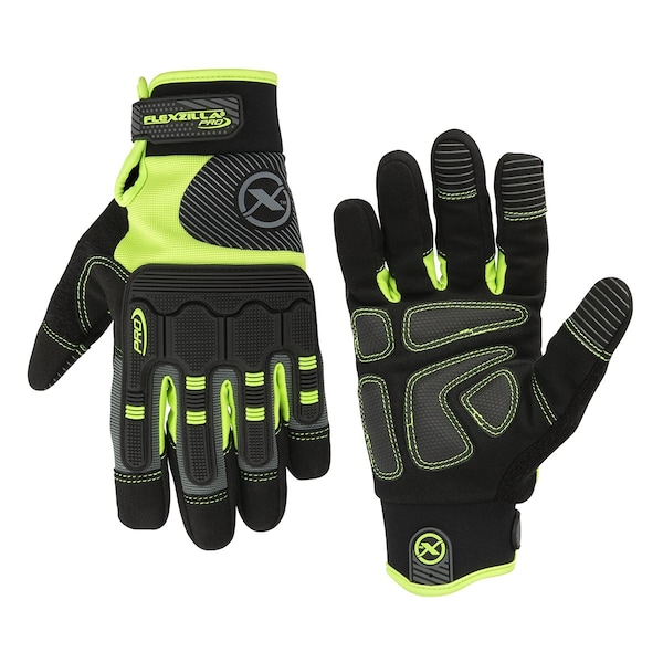 Guantes Legacy Flexzilla Pro High Dexterity Impact HD Pro, piel sintética, negro/verde Zilla, L - GH700PL