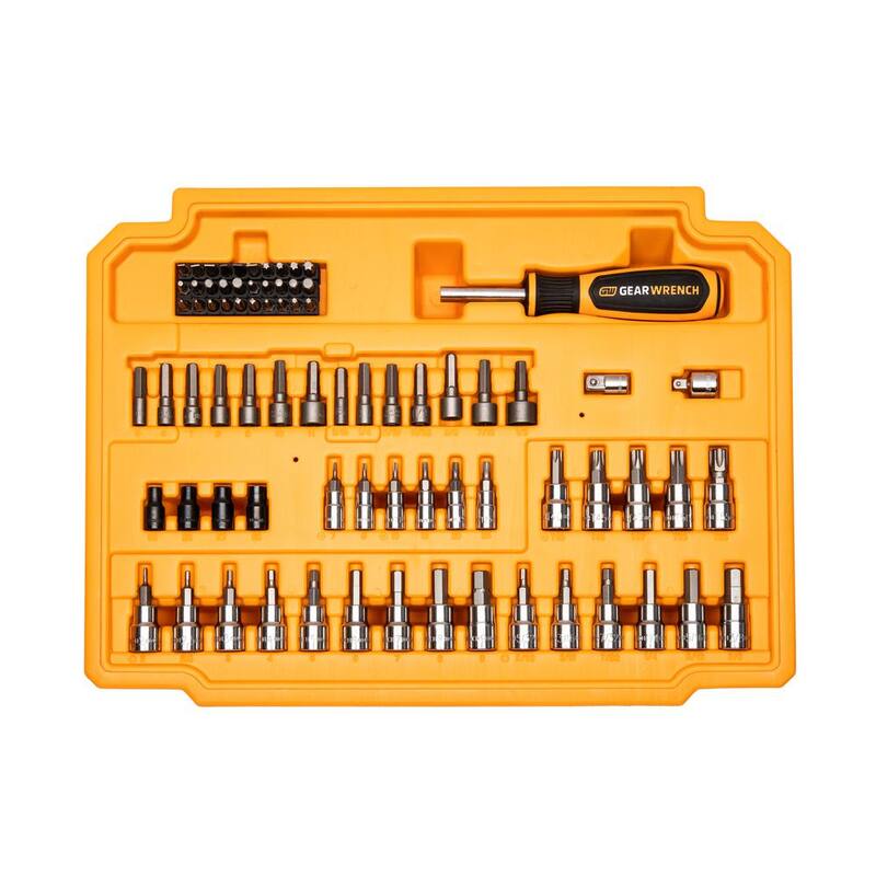 Set de herramientas para mecánicos GEARWRENCH de 1/4 y 3/8 pulgadas con trinquete de 90 dientes estándar y profundo SAE/métrico en caja de almacenamiento de 3 cajones (232 piezas) - 80949