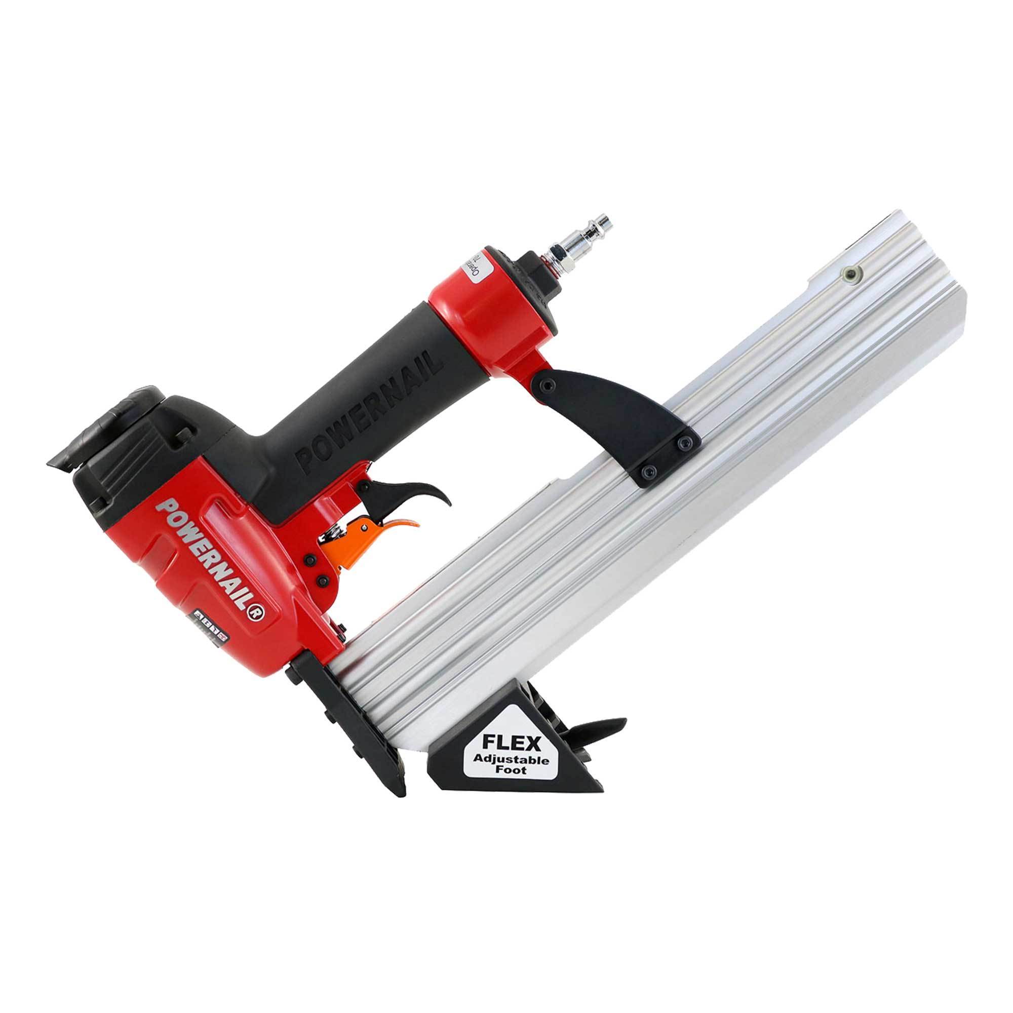 Clavadora de piso POWERNAIL Pneumati 18g Narrow Crown con gatillo, tamaño de sujetador 0 pulgadas, ángulo de la clavadora 0 grados, modelo # 1845FKIT.PWR