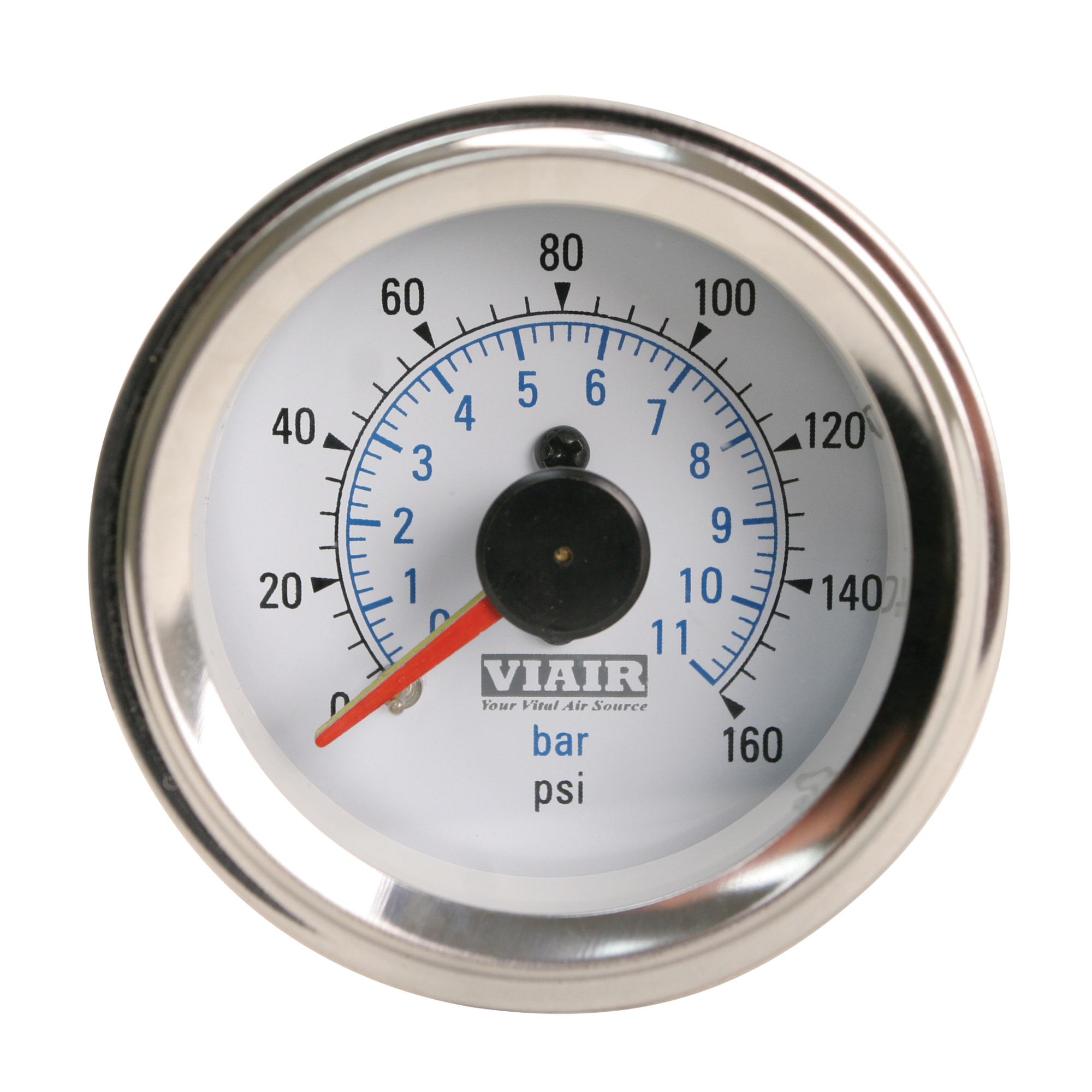 Medidor de aire de doble aguja Viair - 2 pulgadas, 160 PSI, carátula blanca, Modelo # 90080