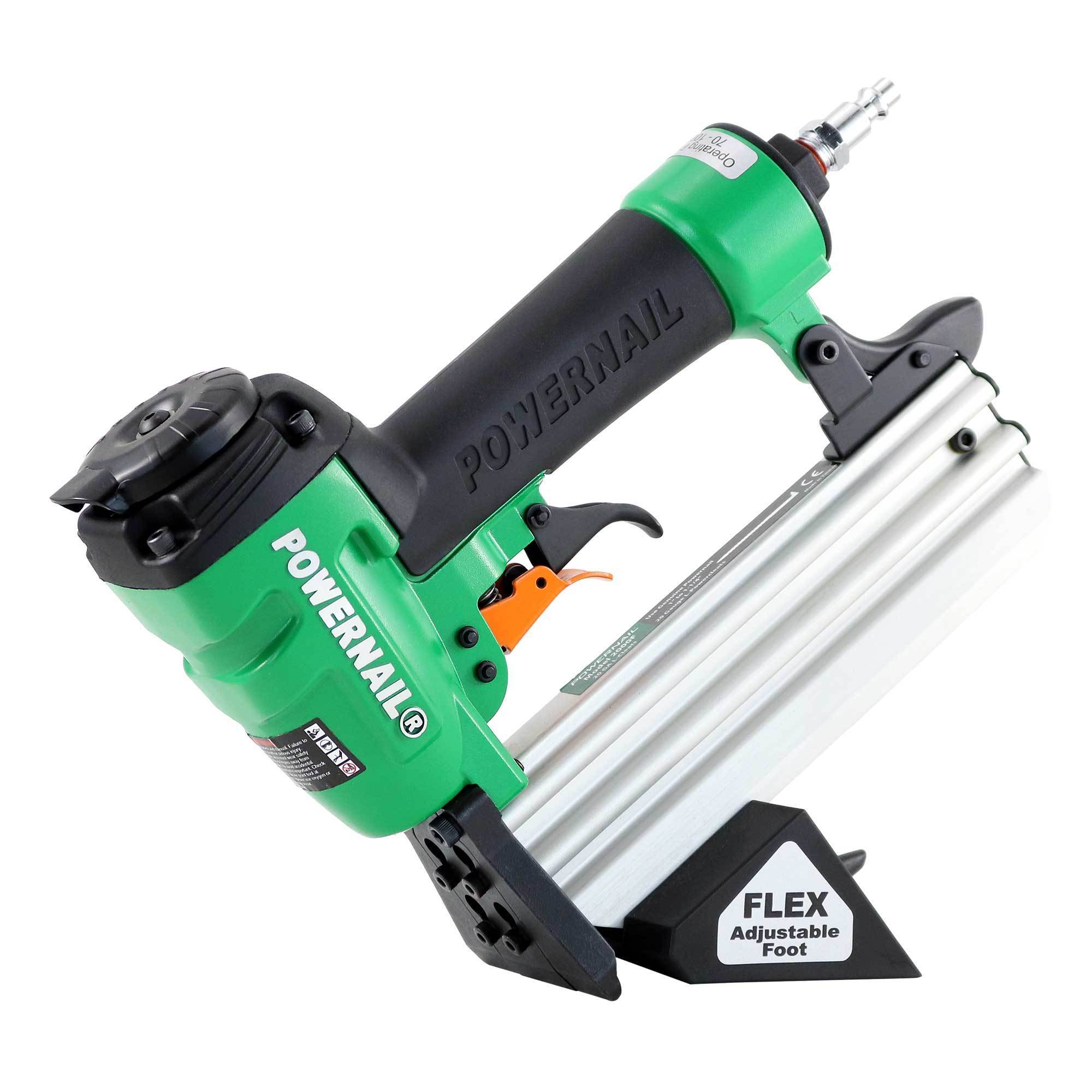 Clavadora neumática POWERNAIL de 20ga para pisos de madera, gatillo de activación, tamaño de clavo 0 in, ángulo de la pistola de clavos 0 °, Modelo# 2000FKIT.PWR