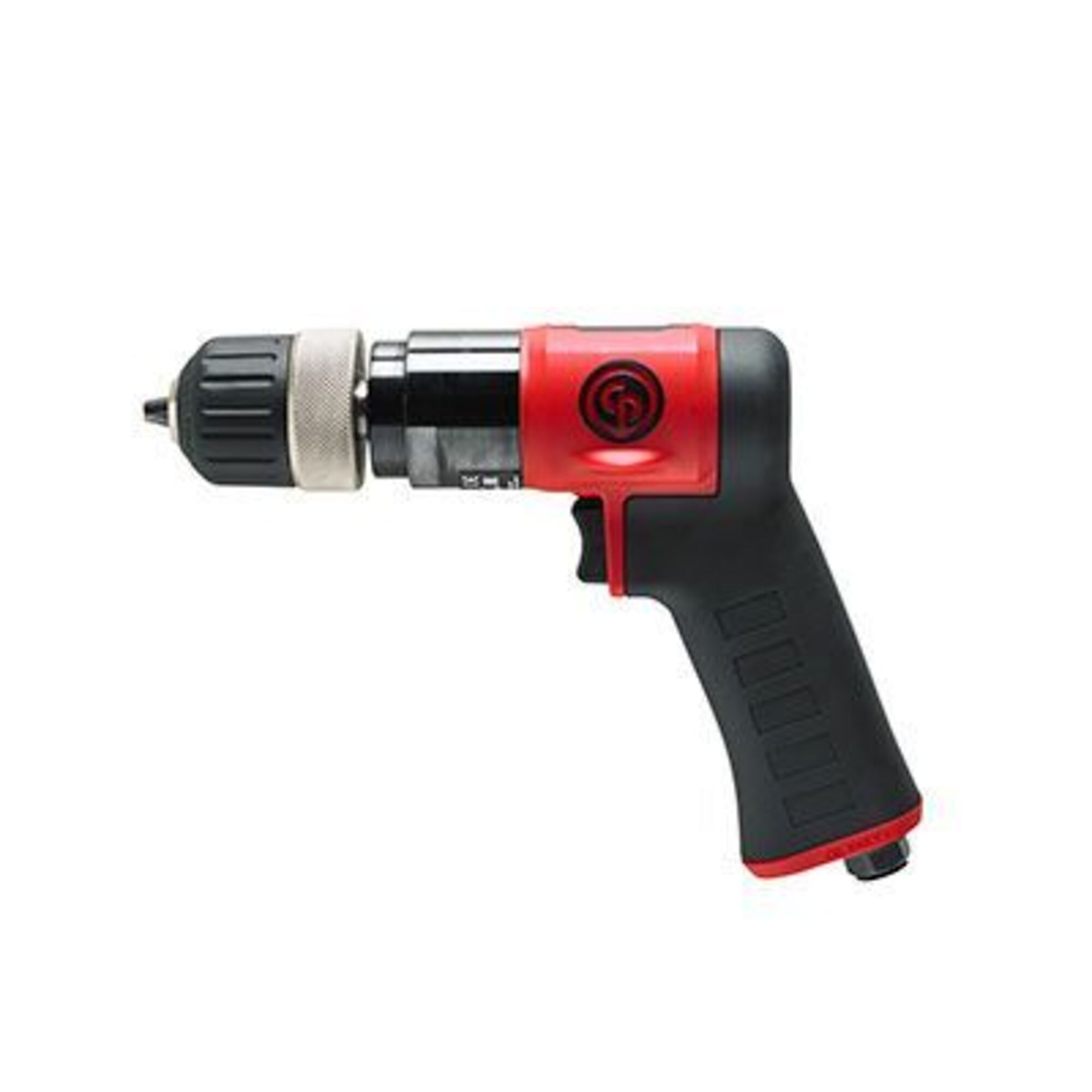 Taladro neumático Chicago Pneumatic de 3/8 pulgadas con portabrocas sin llave y mango tipo pistola, modelo CP9287C.