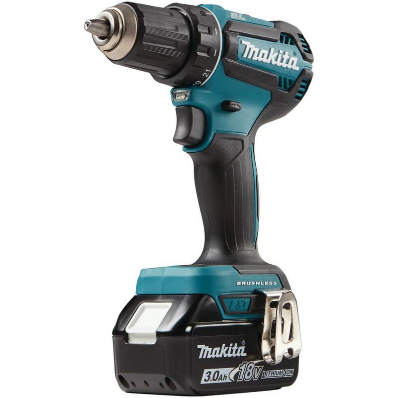 Juego de taladro atornillador Makita 18V LXT de iones de litio sin escobillas inalámbrico de 1/2 pulgadas, 3.0Ah - XFD131