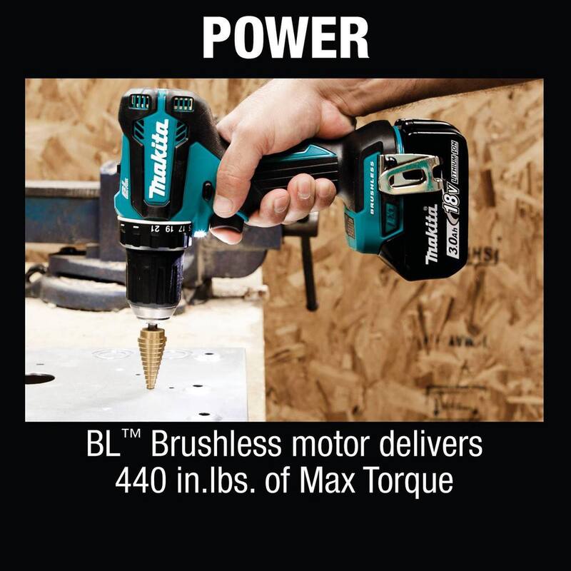Juego de taladro atornillador Makita 18V LXT de iones de litio sin escobillas inalámbrico de 1/2 pulgadas, 3.0Ah - XFD131