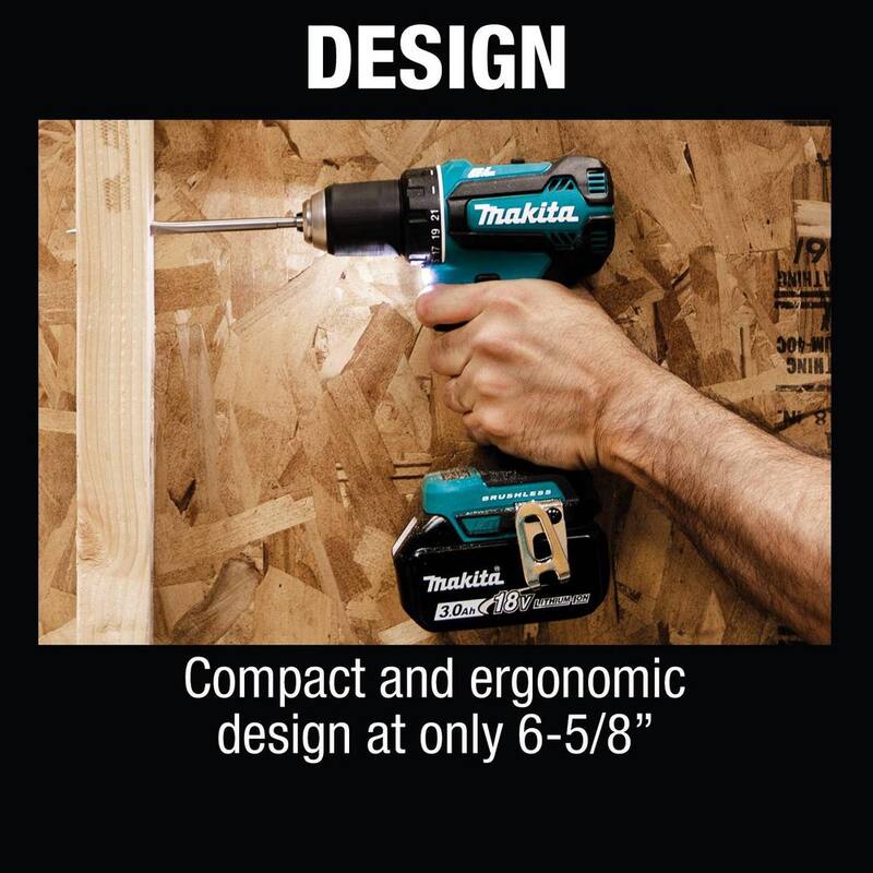 Juego de taladro atornillador Makita 18V LXT de iones de litio sin escobillas inalámbrico de 1/2 pulgadas, 3.0Ah - XFD131