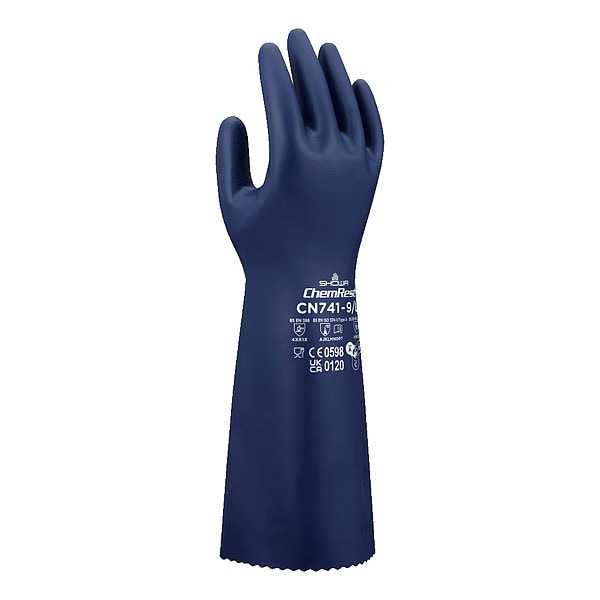 Guantes Showa resistentes a químicos, azules, XL/10, PR - CN741XL-10