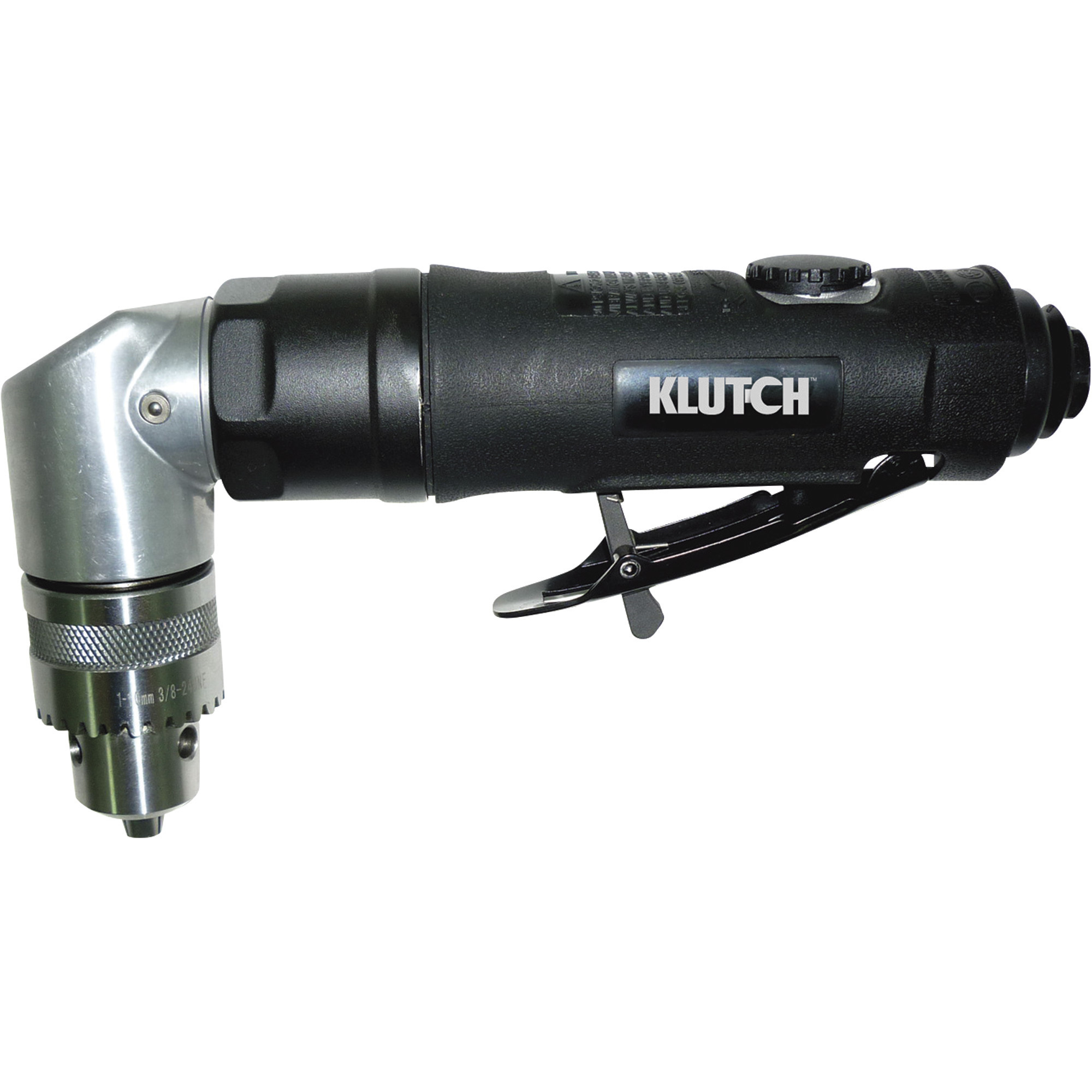 Taladro neumático de ángulo bajo con bajo ruido Klutch, Chuck de 3/8 pulgadas, 1800 RPM, 3 CFM