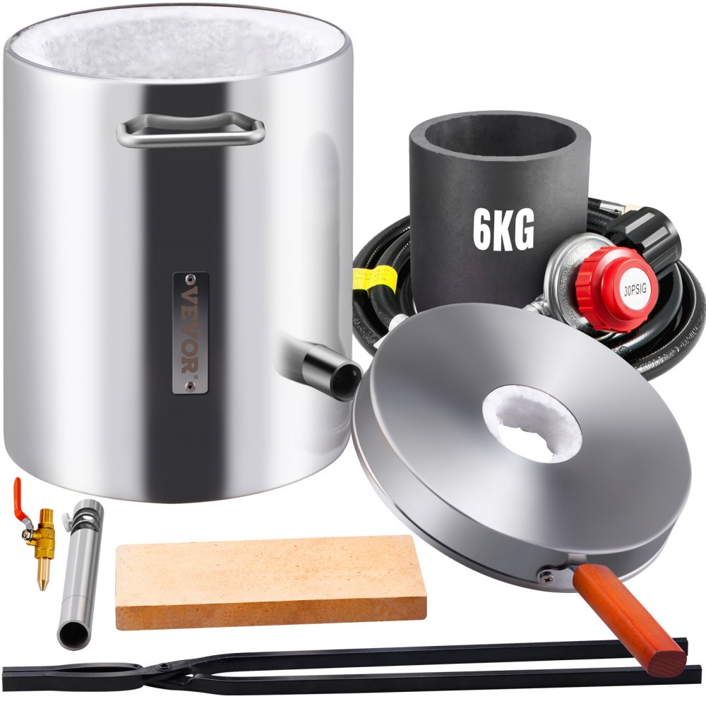 VEVOR 6KG Propane Smelting Furnace Kit Melting Furnace Stainless Steel 2700℉ - BWRJLGMAX6KG1TP2BV0