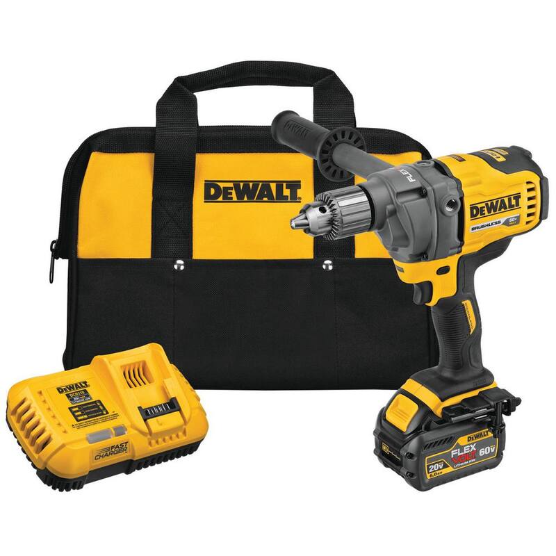 Mezcladora/Taladro de Concreto de 1/2 pulgadas sin escobillas inalámbrico DEWALT FLEXVOLT 60V MAX con E-Clutch y (1) batería FLEXVOLT 6.0Ah - DCD130T1.