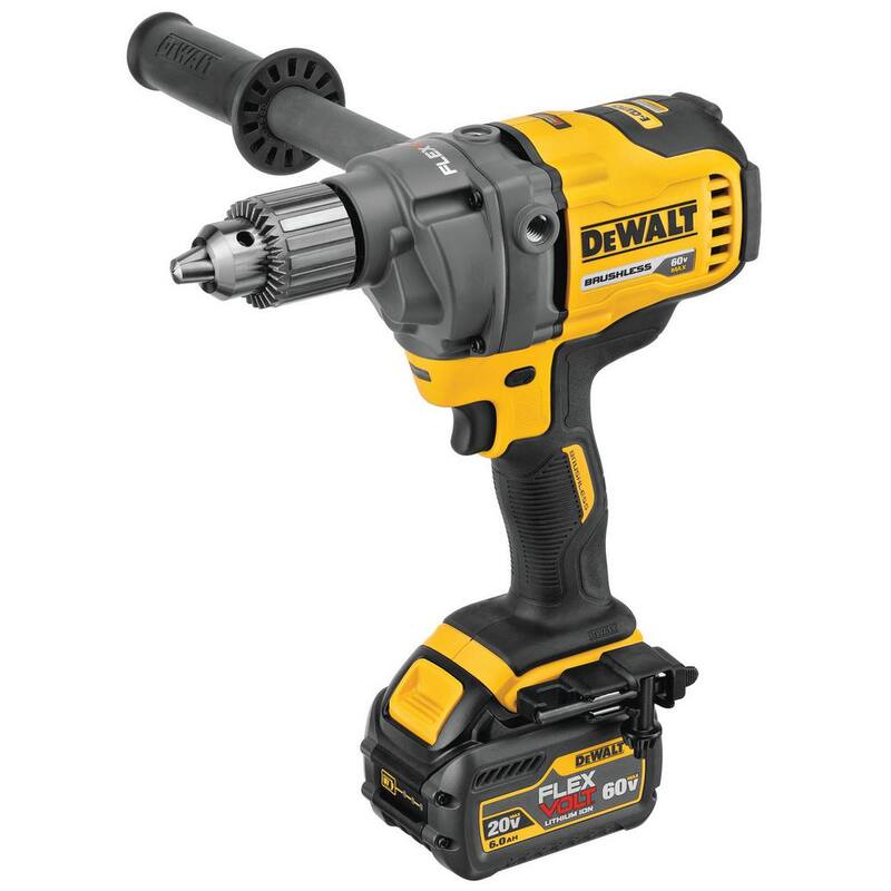 Mezcladora/Taladro de Concreto de 1/2 pulgadas sin escobillas inalámbrico DEWALT FLEXVOLT 60V MAX con E-Clutch y (1) batería FLEXVOLT 6.0Ah - DCD130T1.