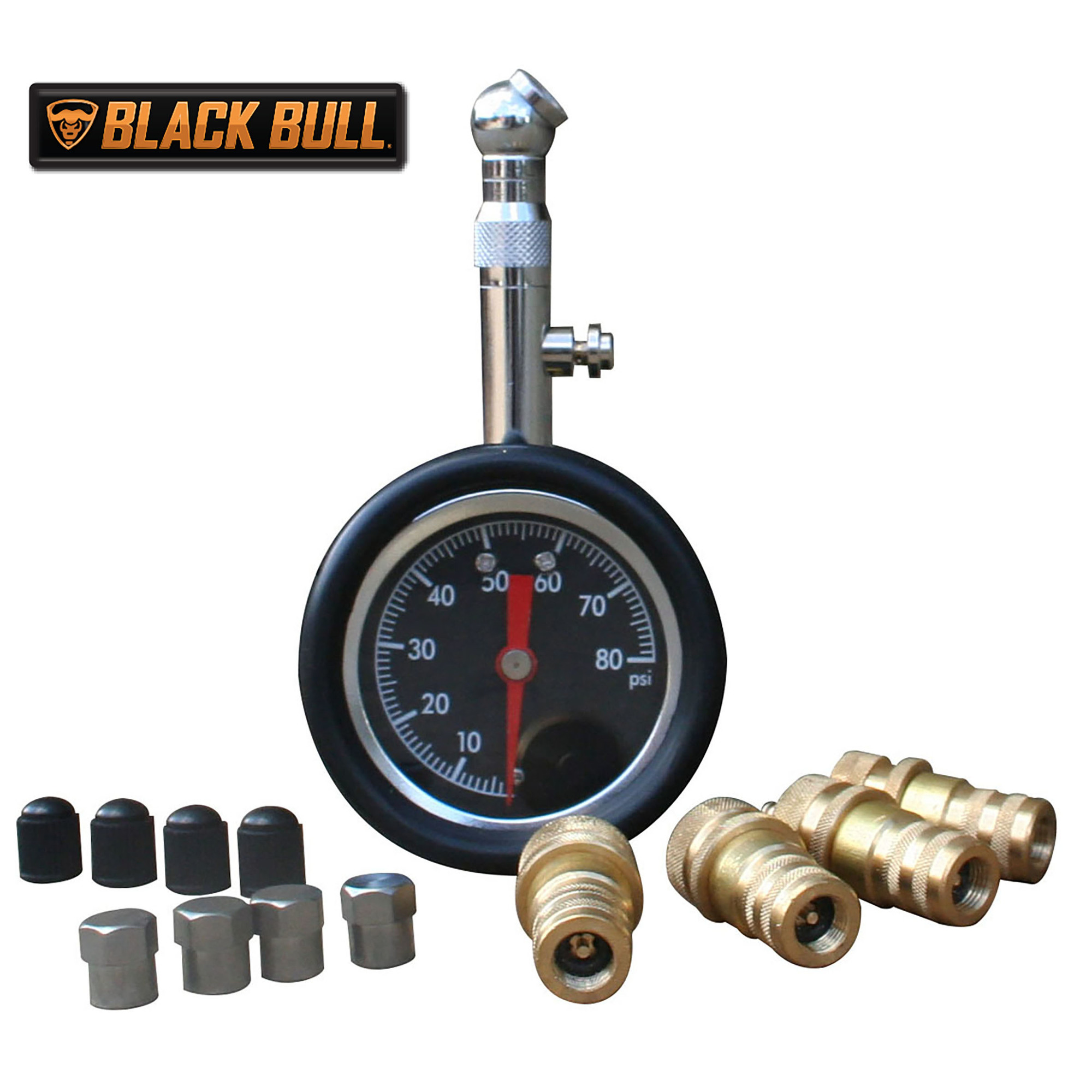 Juego de desinfladores de aire Buffalo Tools de 13 piezas con medidor de presión de llantas de 2 pulgadas, Modelo # TPGDSET