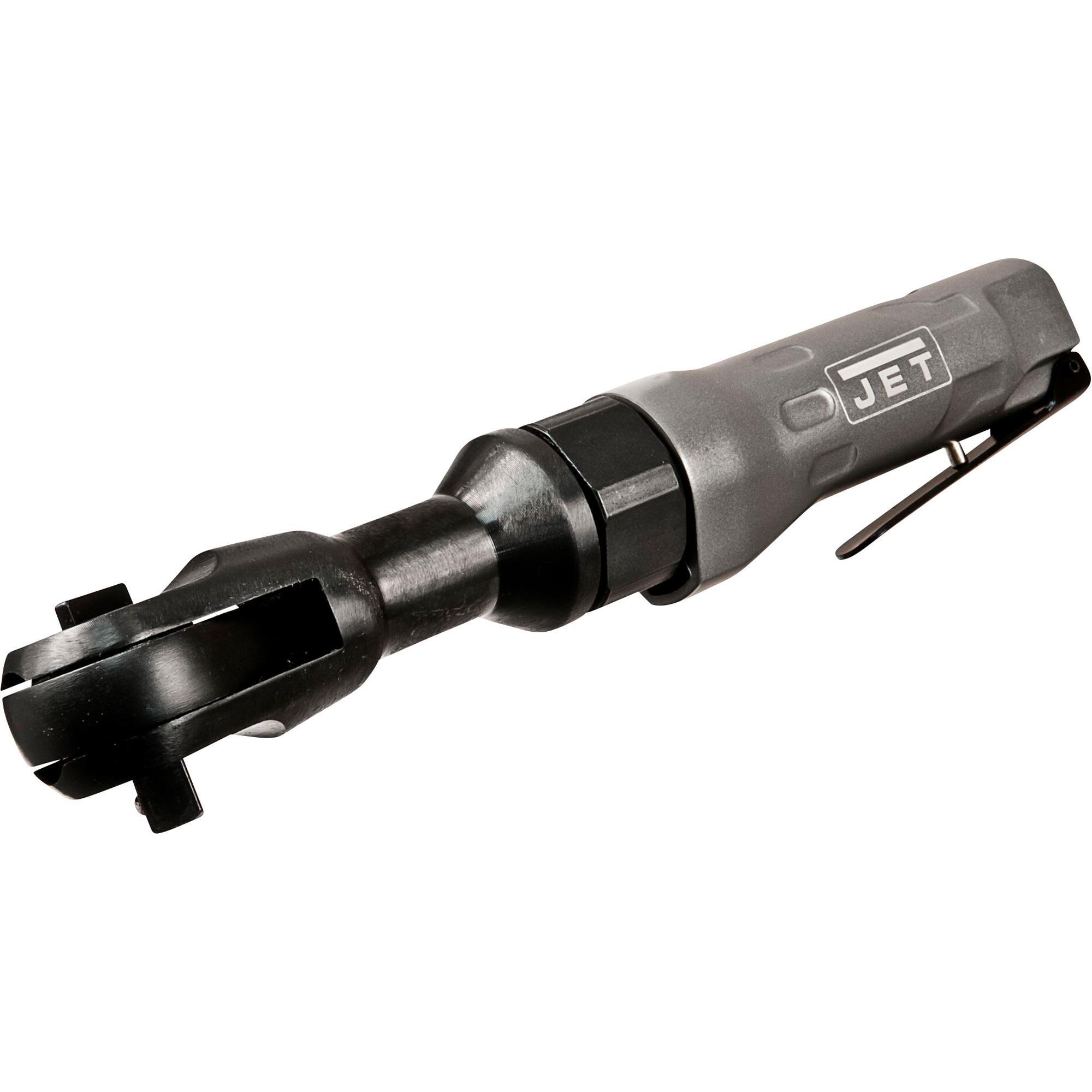 Llave de trinquete neumática JET, unidad de 3/8 pulgadas, 50 ft./lbs. de torque, 200 RPM, de aluminio, modelo JAT-301.