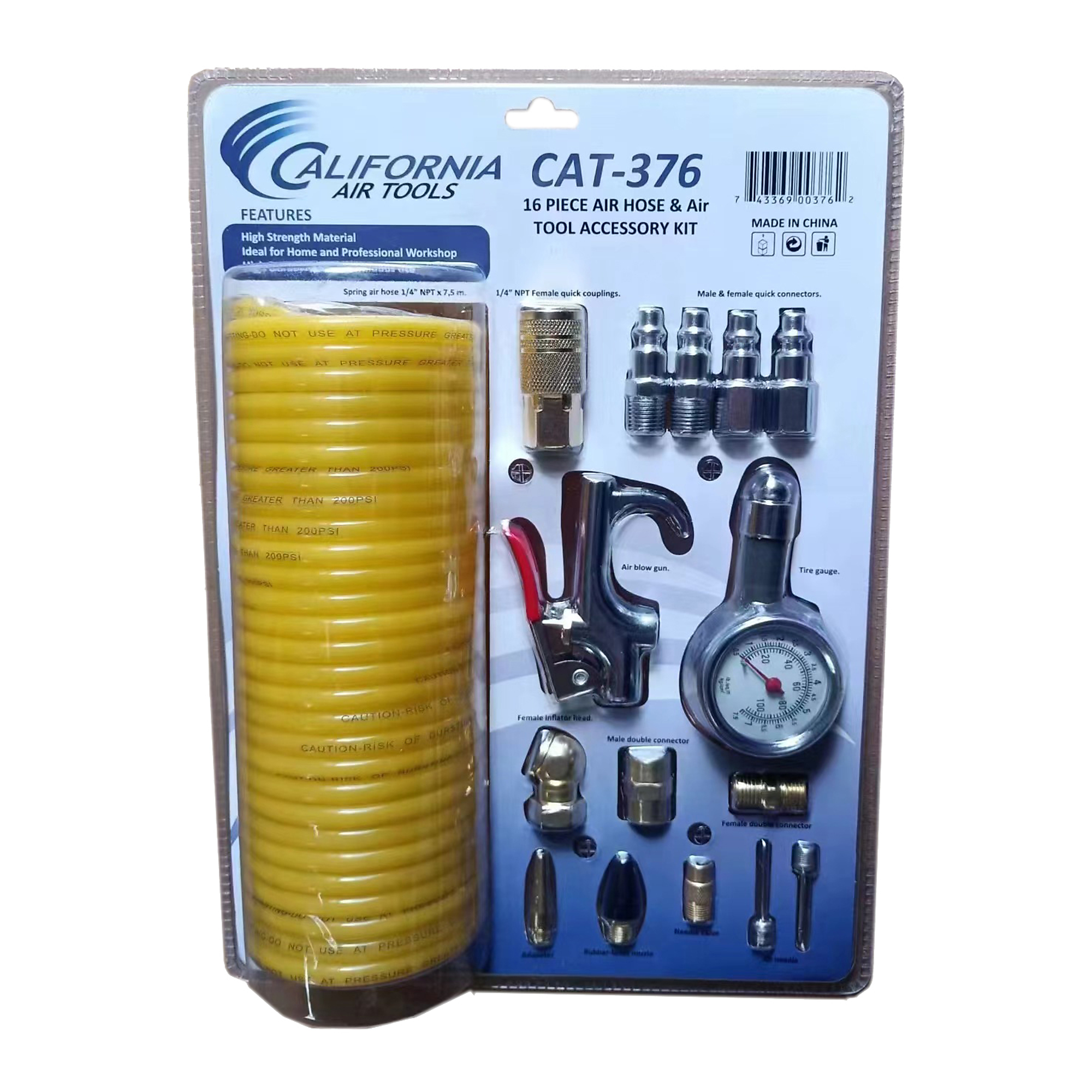 Kit de Accesorios para Herramientas de Aire de 16 Piezas de California Air Tools, Modelo# 376