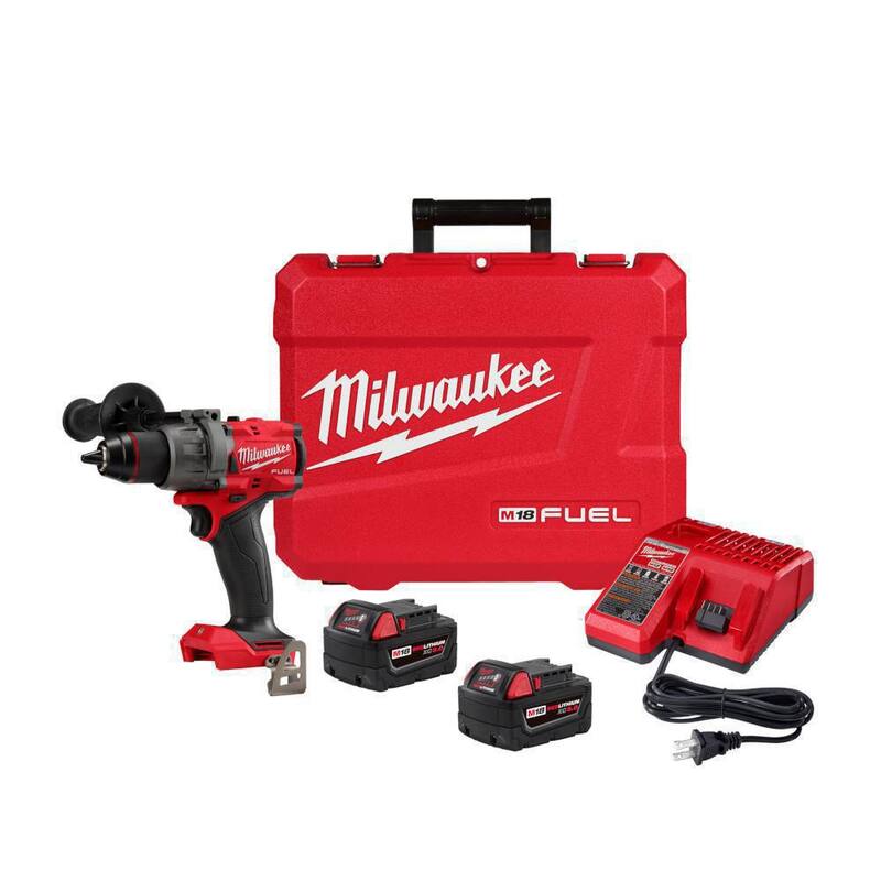 Milwaukee M18 FUEL 18V Litio-Ion sin escobillas inalámbrico 1/2 in. Juego de Taladro/Atornillador con(2) Baterías de 5.0Ah, Cargador y Estuche Rígido - 2903-22