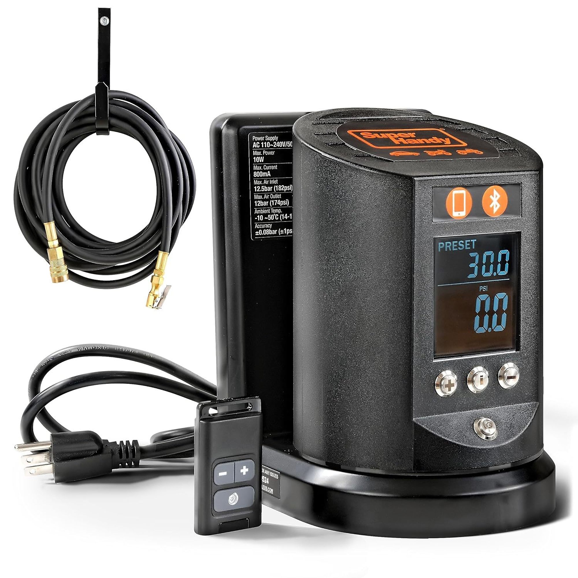 Manómetro de Presión de Neumáticos Automático con Manguera de Aire de 25 pies SuperHandy, Modelo TRI-GUT160