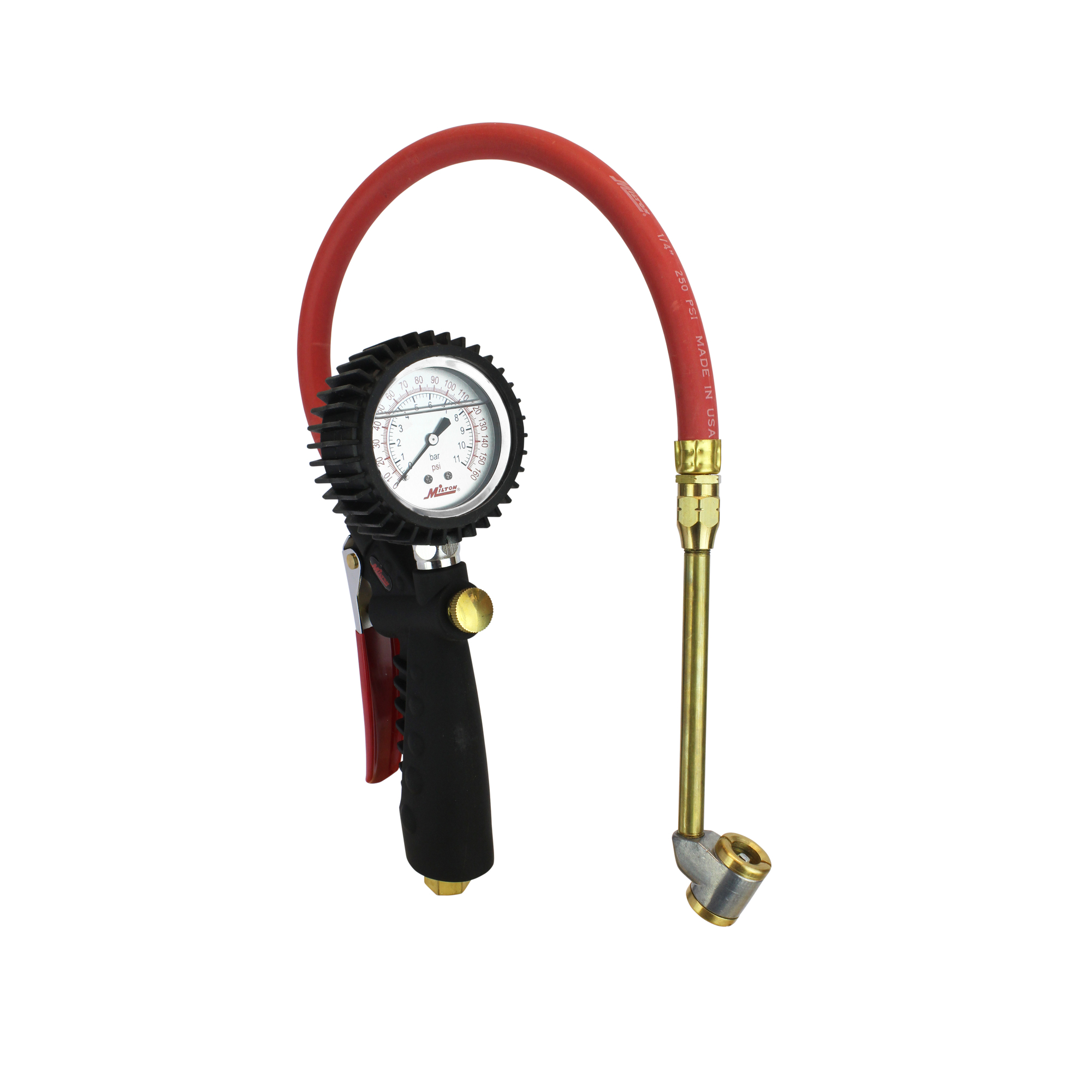 Medidor de inflado analógico Milton con cabezal doble para llantas grandes, modelo S-578A