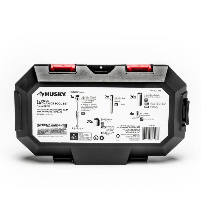 Juego de herramientas para mecánica Husky de 1/4 de pulgada (50 piezas) - H50MTS4D