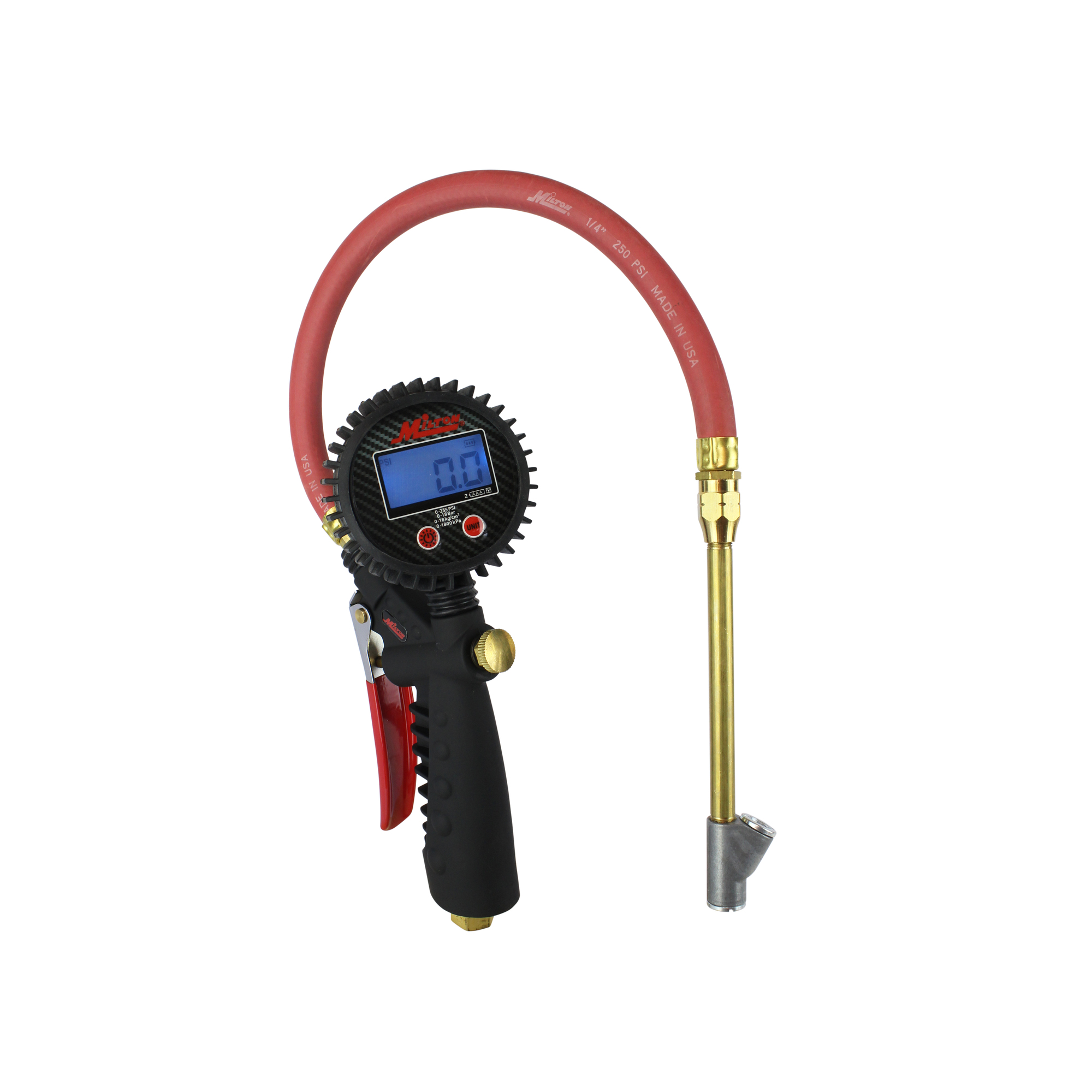 Medidor inflador digital Milton con boquilla recta de alta resistencia, modelo# S-577D