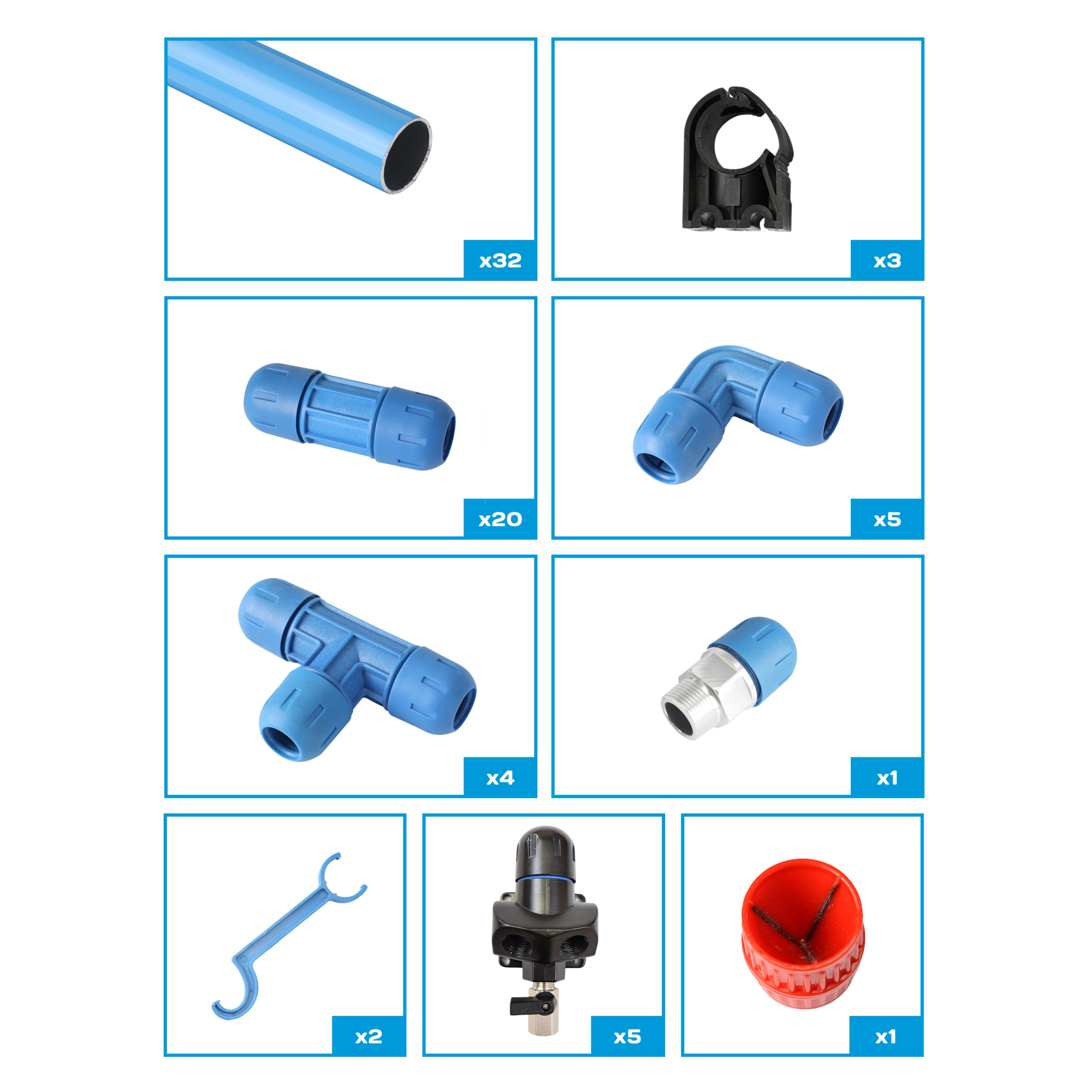 Kit maestro RapidAir de 1 pulgada FASTPIPE de 240 pies, máx. PSI 190, 32 piezas (cantidad), Modelo# F28240