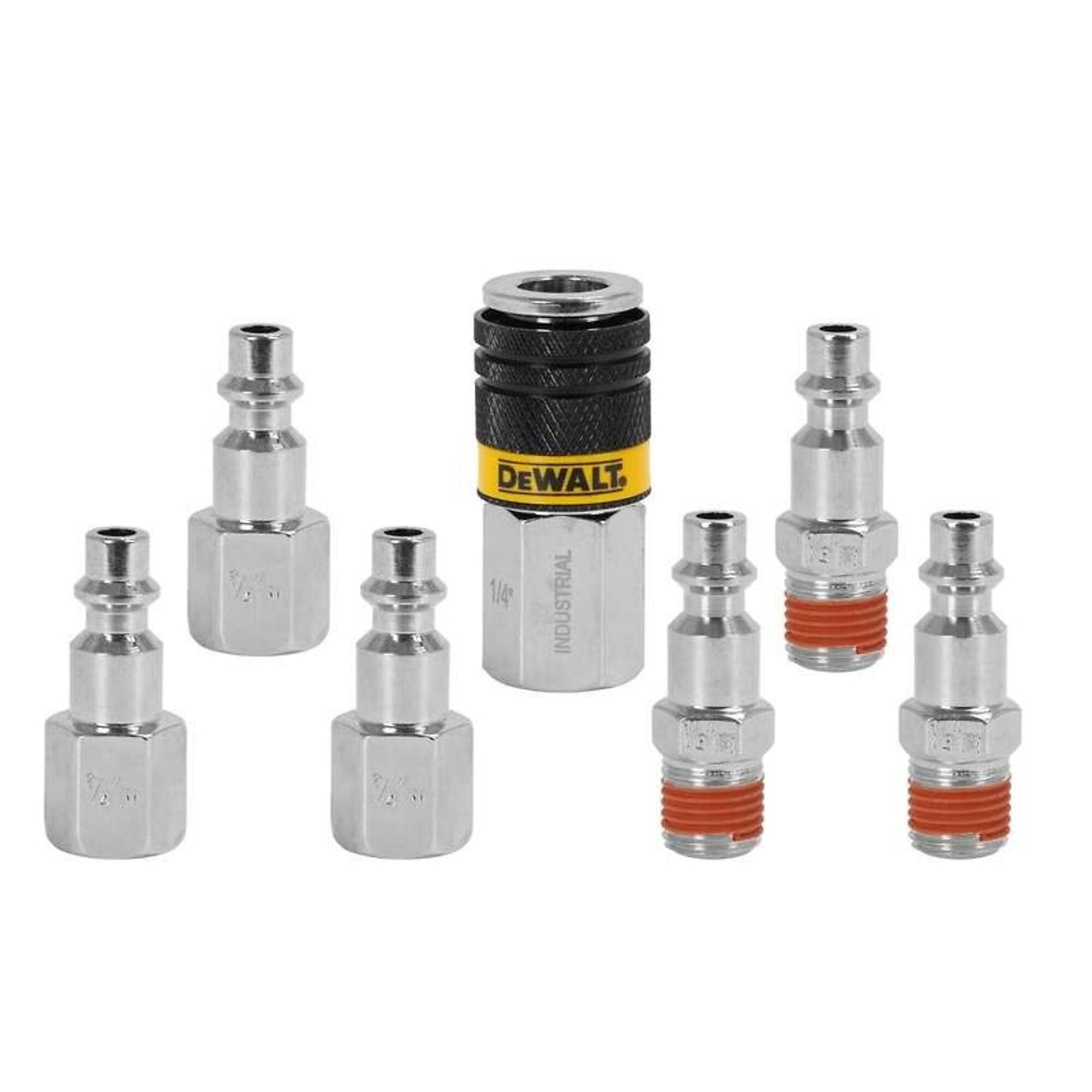 Conjunto DEWALT de 7 Plugues de Acoplador Industrial de 1/4 de Pulgada NPT, Tamaño de Acoplador 1/4 de Pulgada, Modelo DXCM036-0227
